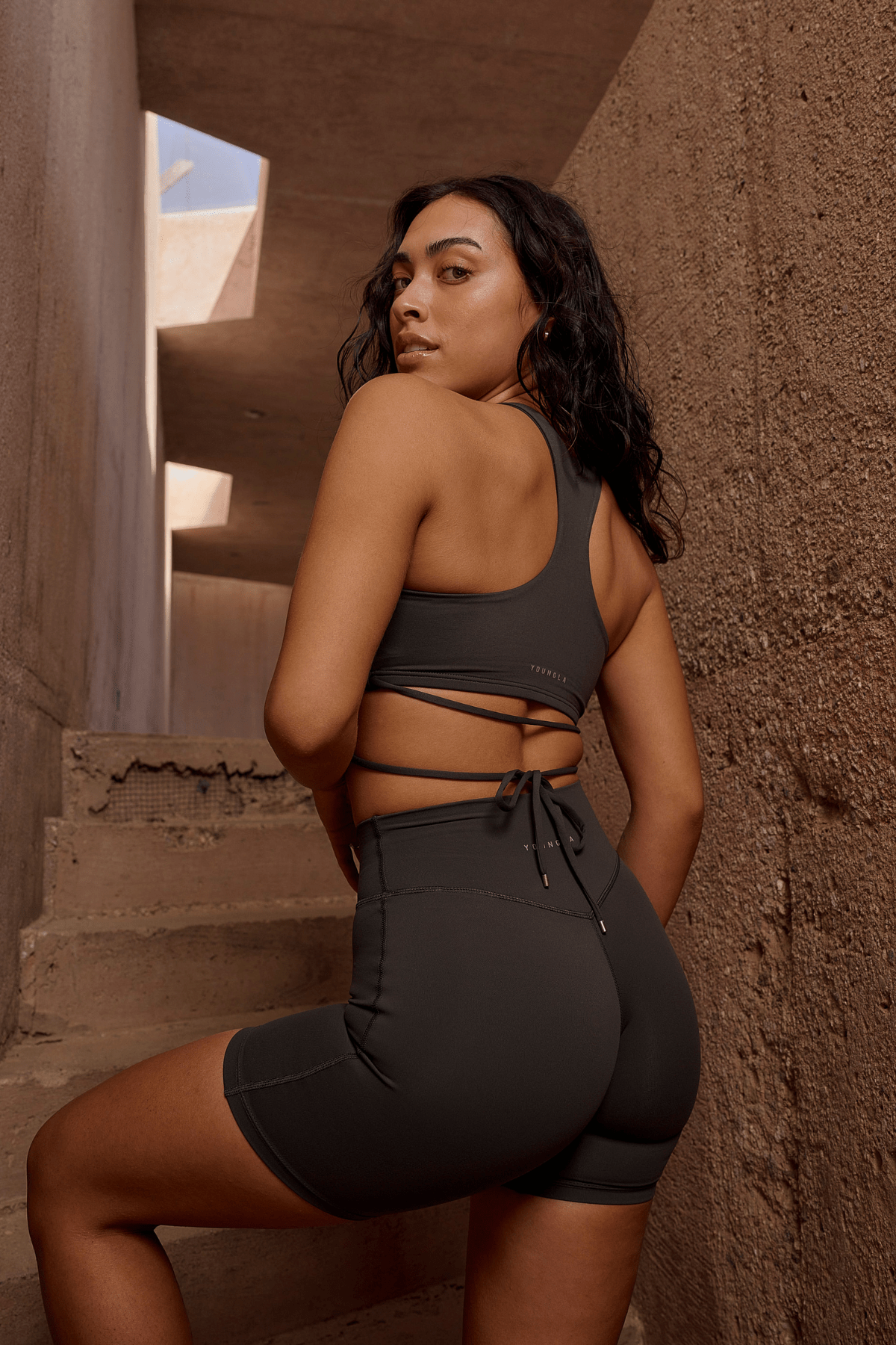 Urban Wrap Bra styled with denim shorts for casual outings.