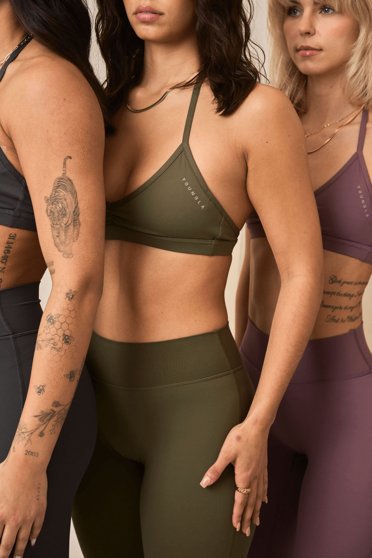 Backless design of the Urban V-Neck workout bra during exercise.