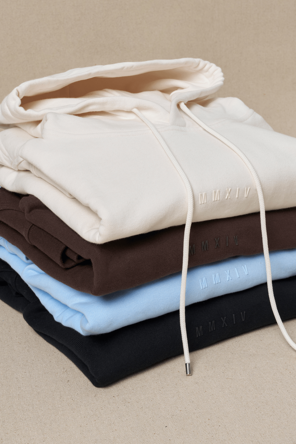 Front view of cotton hoodie worn casually outdoors