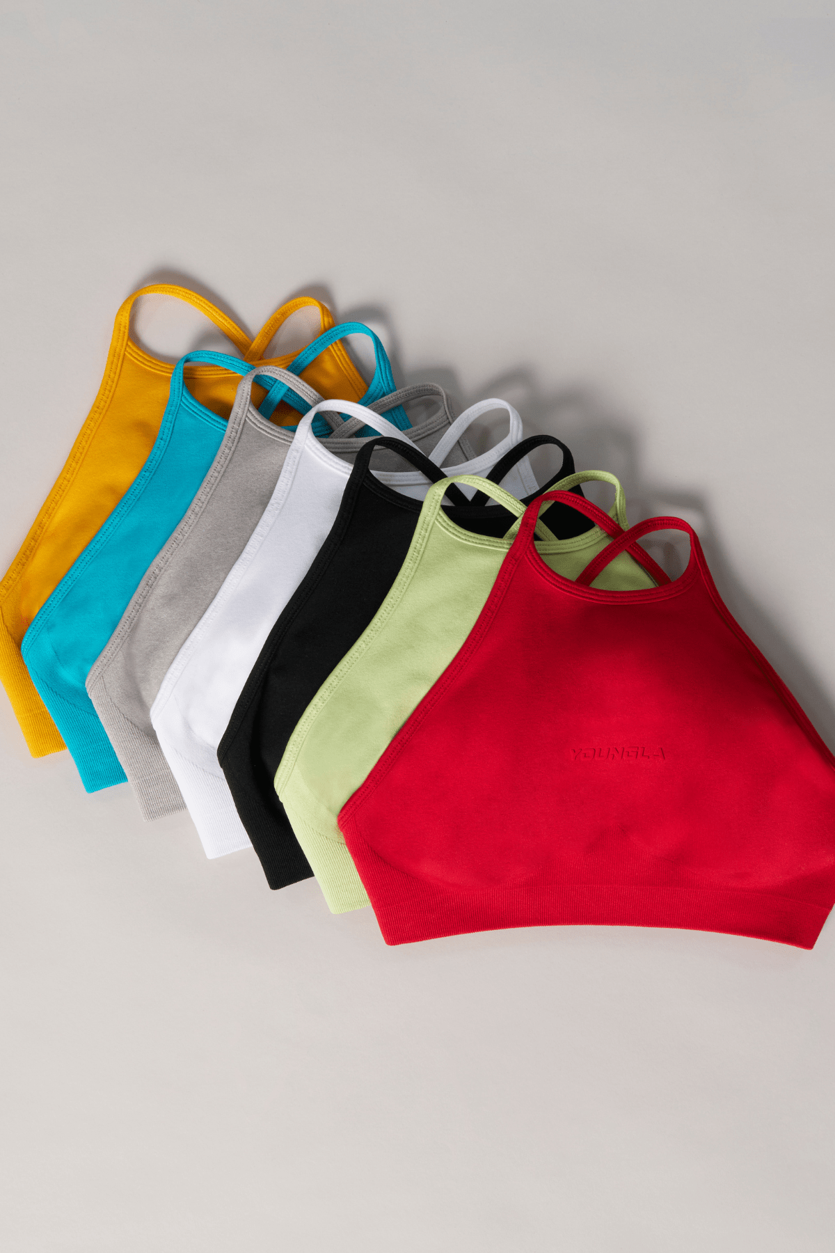 Front view of the breathable hourglass bra tank with built-in padding