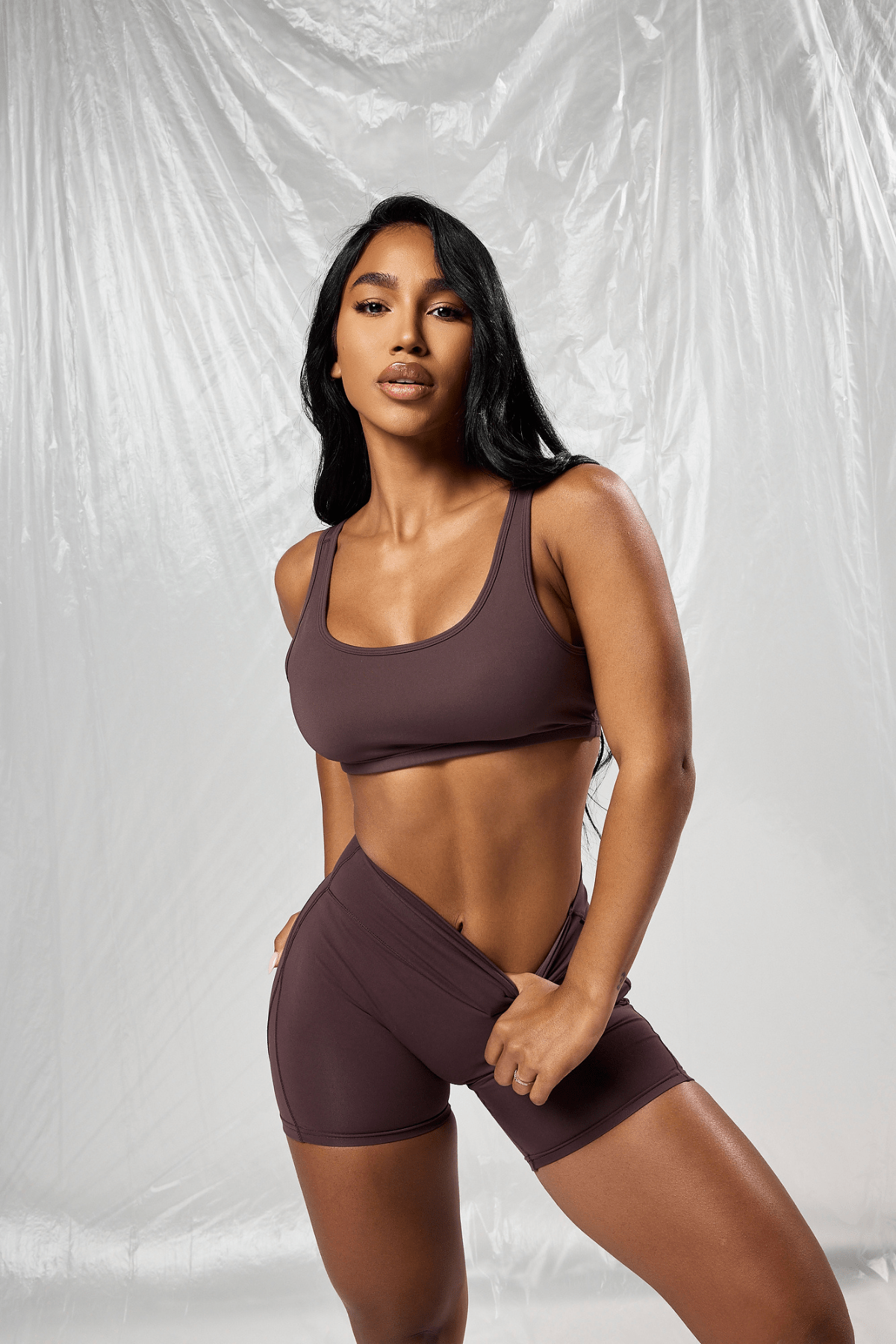 Close-up of the W355 Locked In Sports Bra in black, highlighting support features