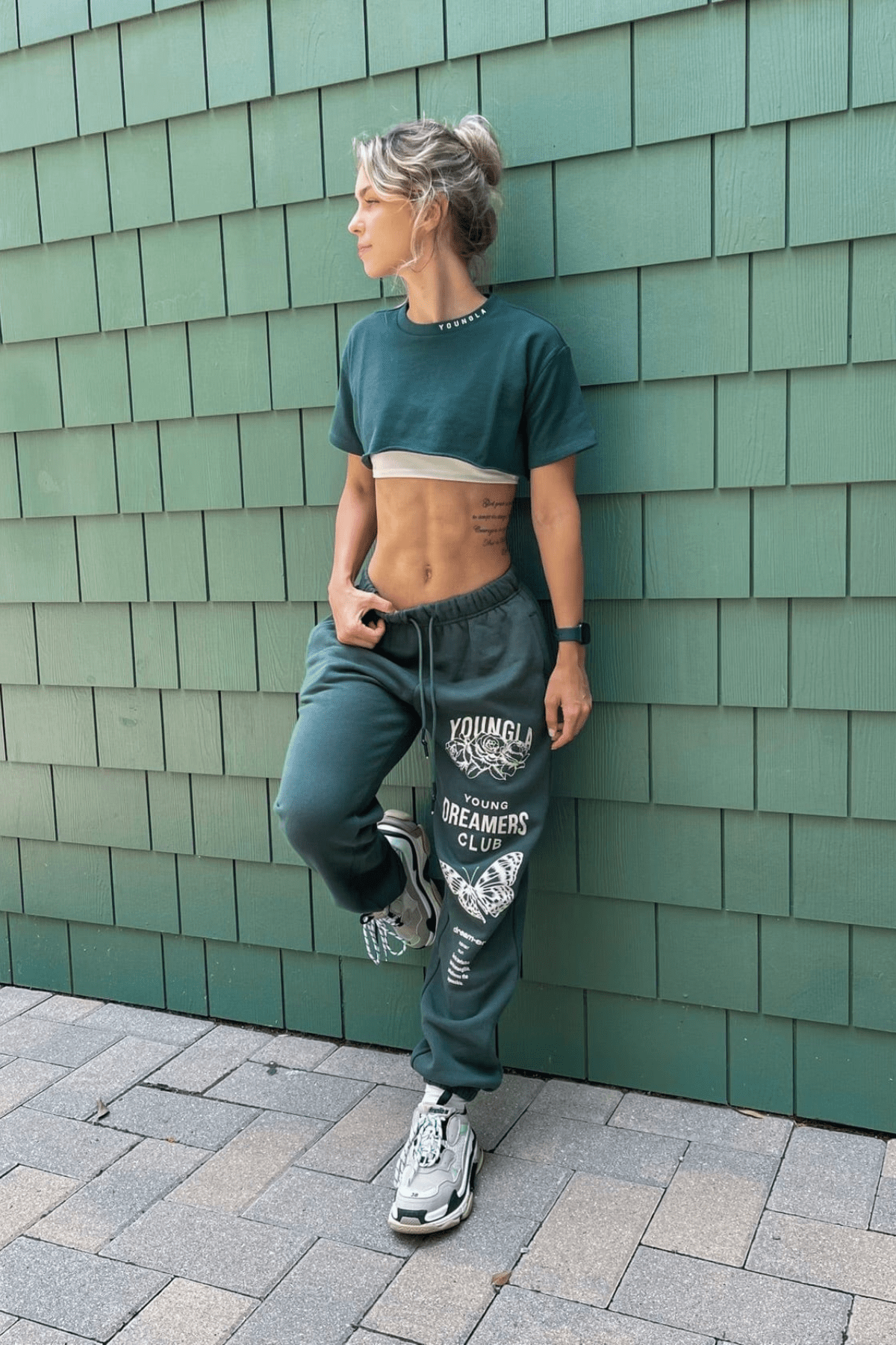 Side profile of relaxed fit sweatpants demonstrating comfort and style.