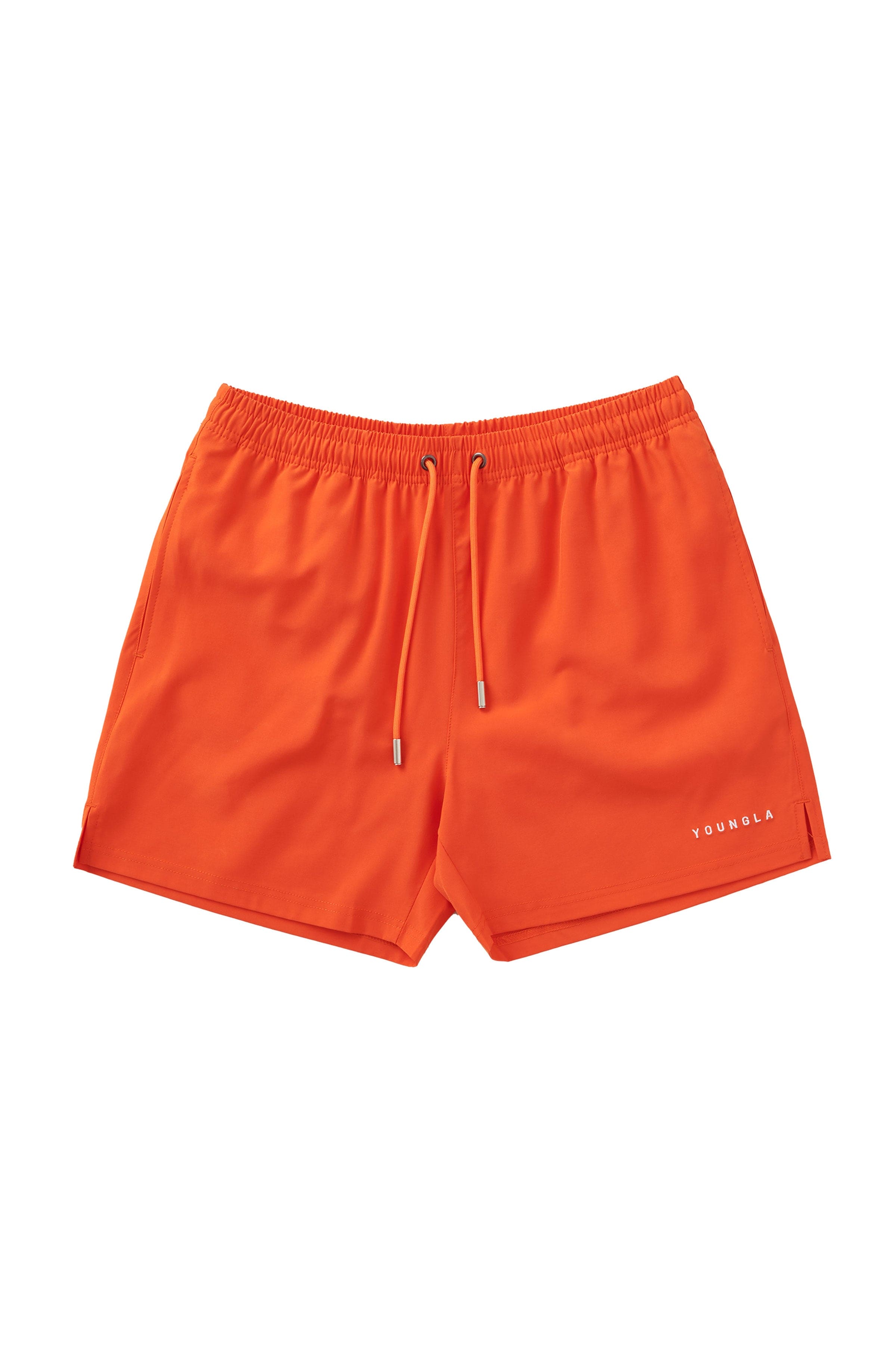 Mens swim shorts laid flat, showcasing color and design details