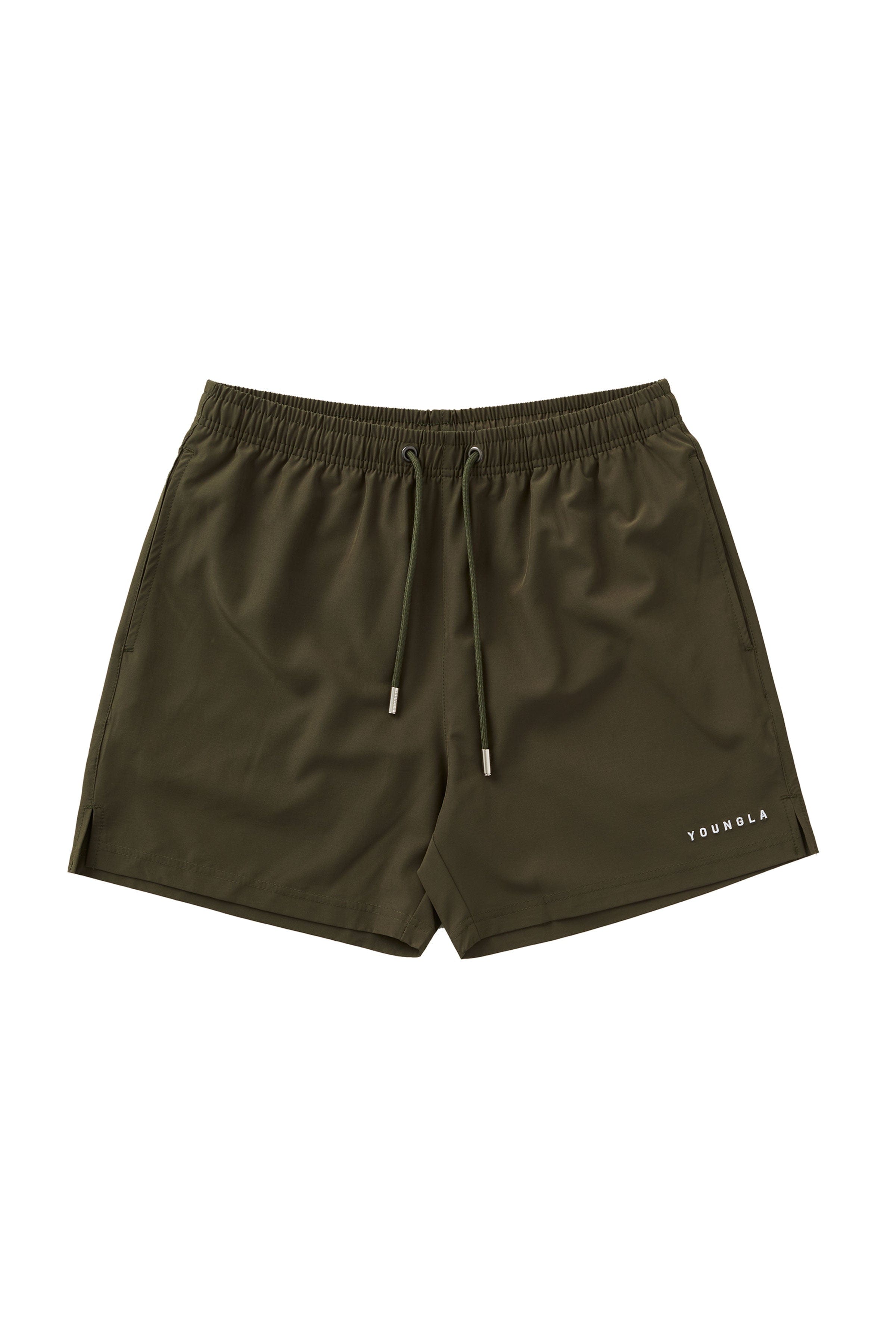Model wearing Frooty swim shorts on a beach