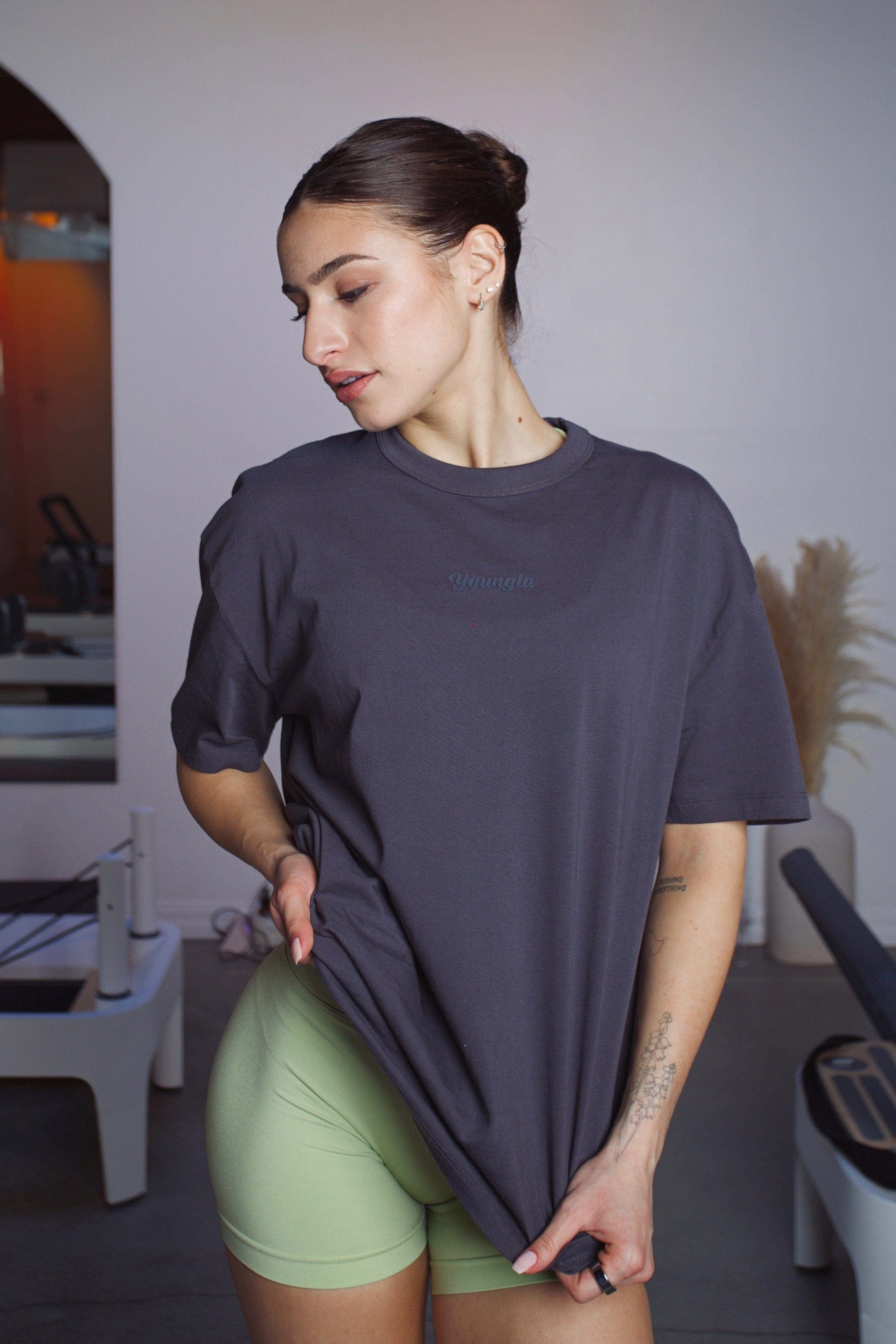 Back view of the YoungLA tee, featuring the subtle logo detail.
