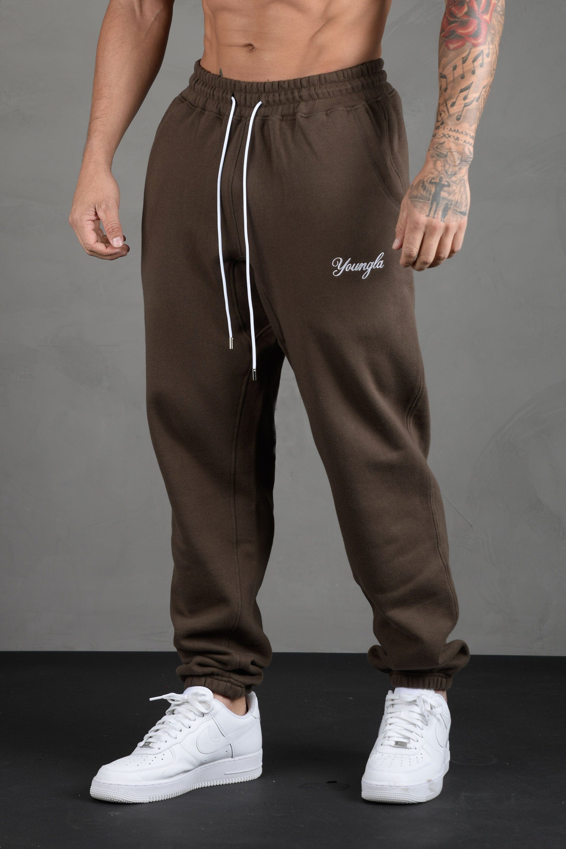 Close-up of men's cotton joggers showing cargo pocket detail