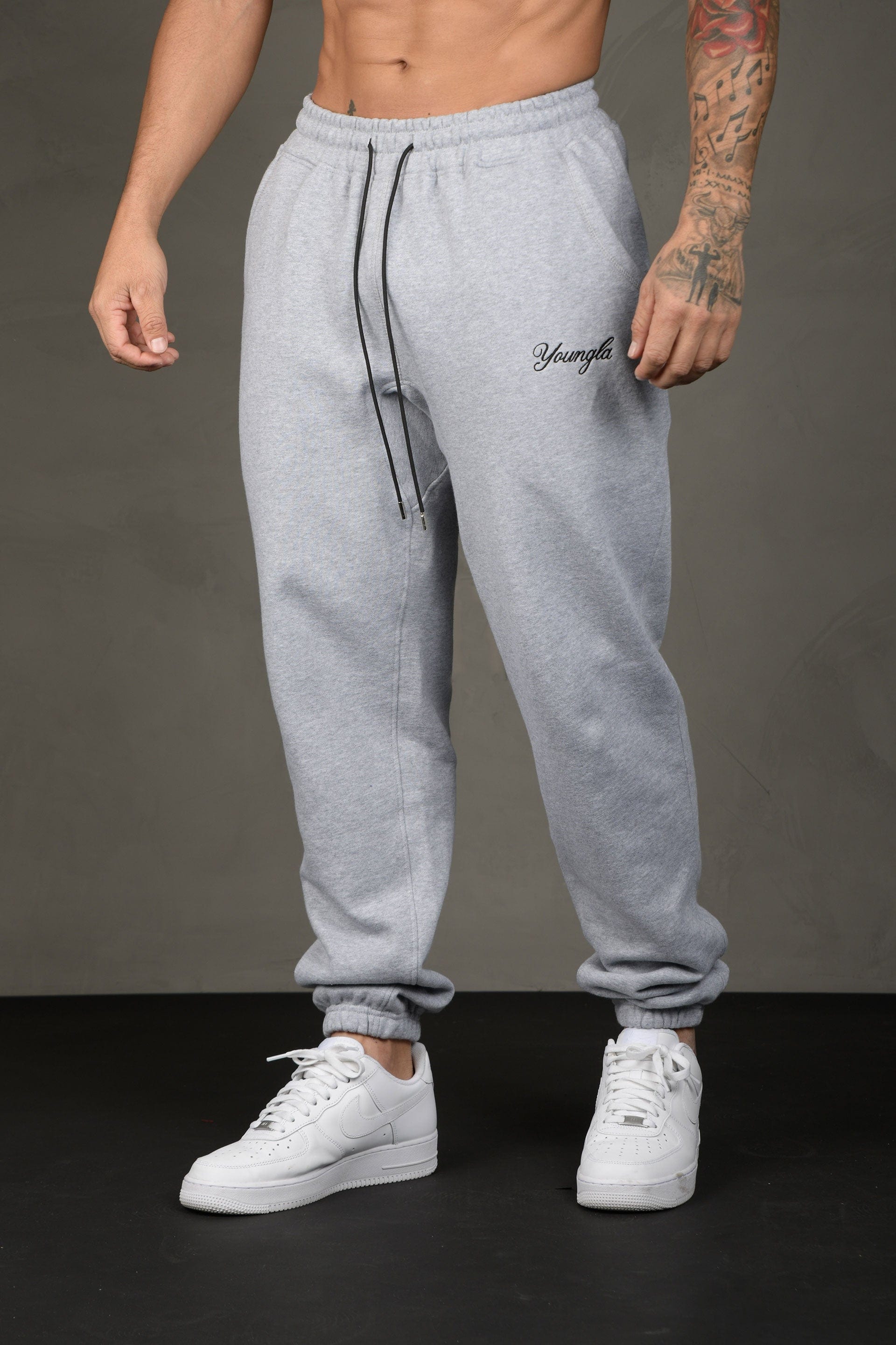 Back view highlighting elastic waistband and embroidered logo