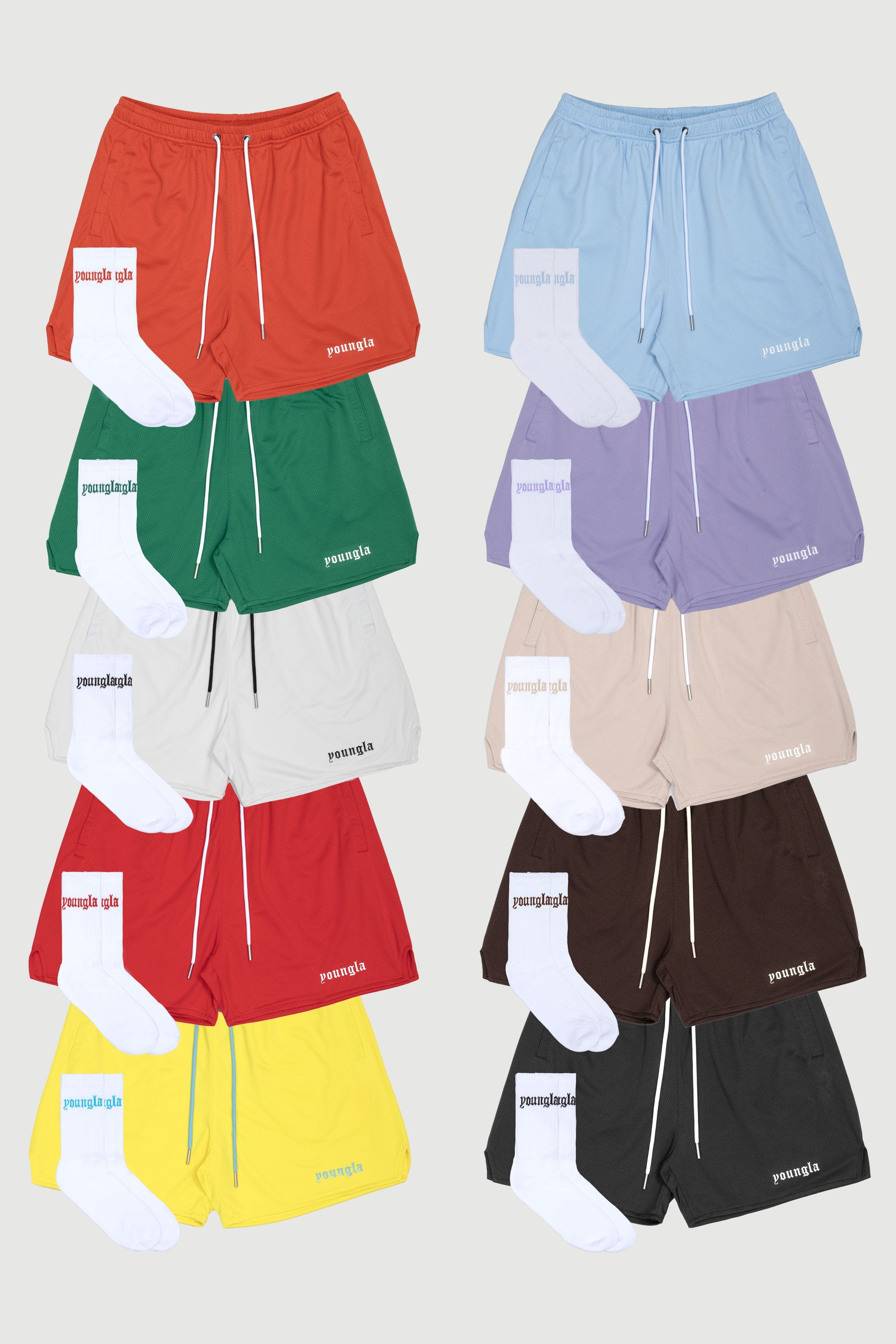 Close-up of men's basketball shorts with breathable mesh fabric