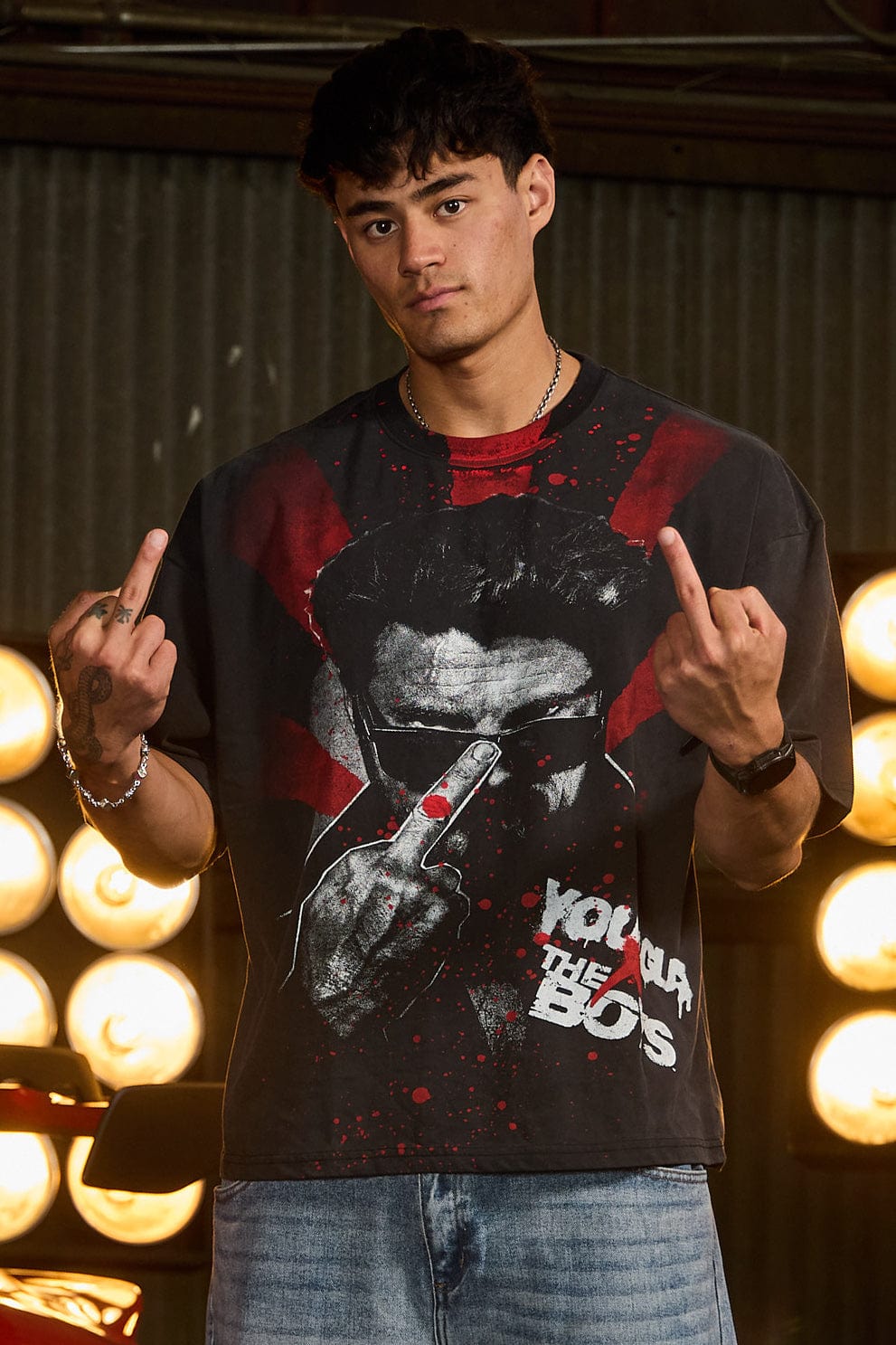 Front view of The Boys graphic tee showcasing character design.