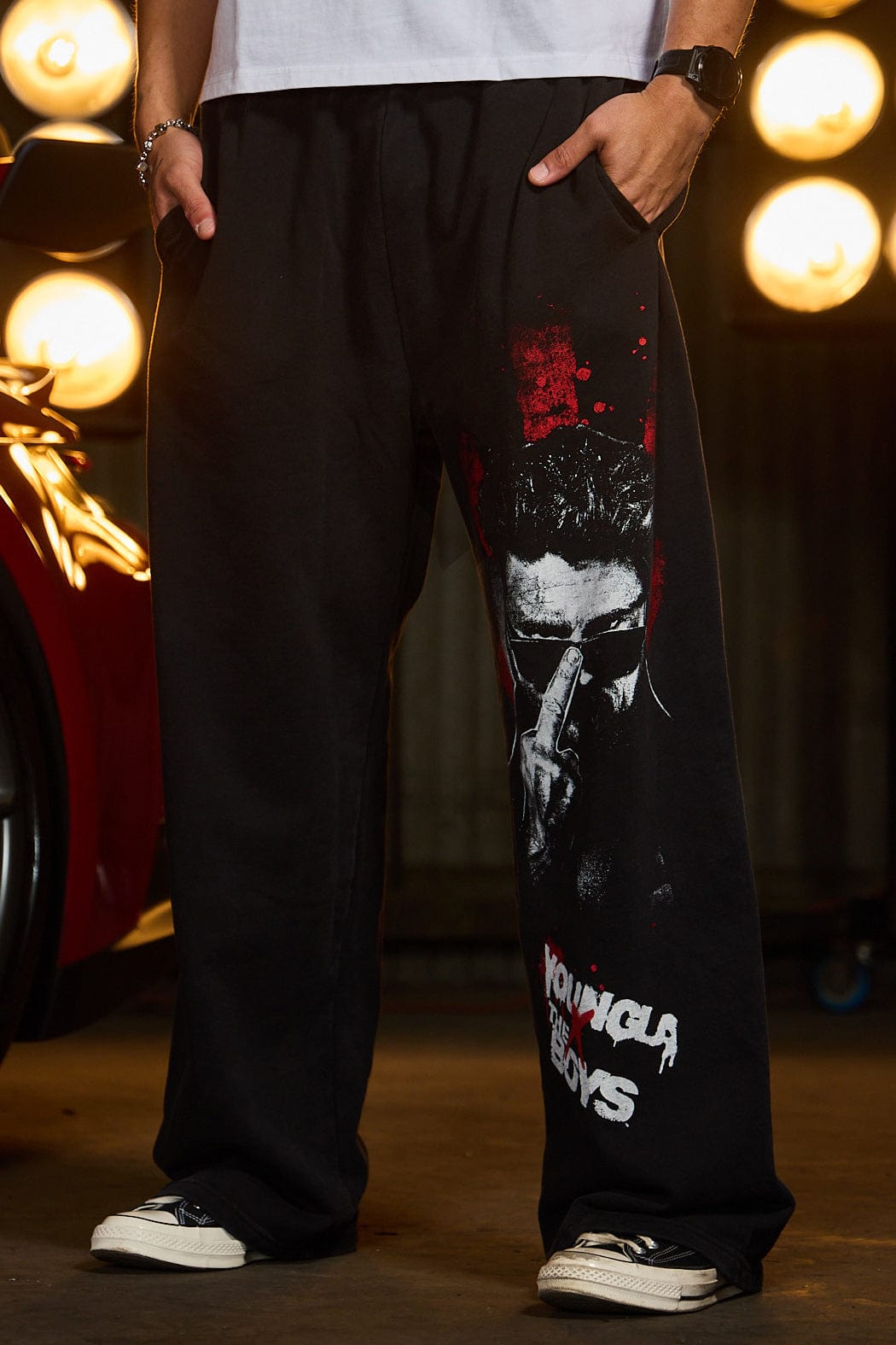 Savage Graphic Sweats styled for a relaxed day out.