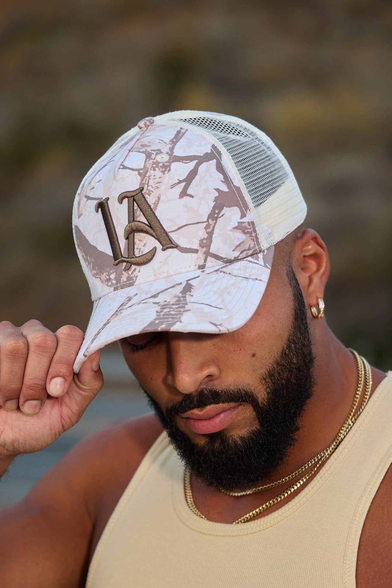 Side profile highlighting breathable mesh and adjustable strap