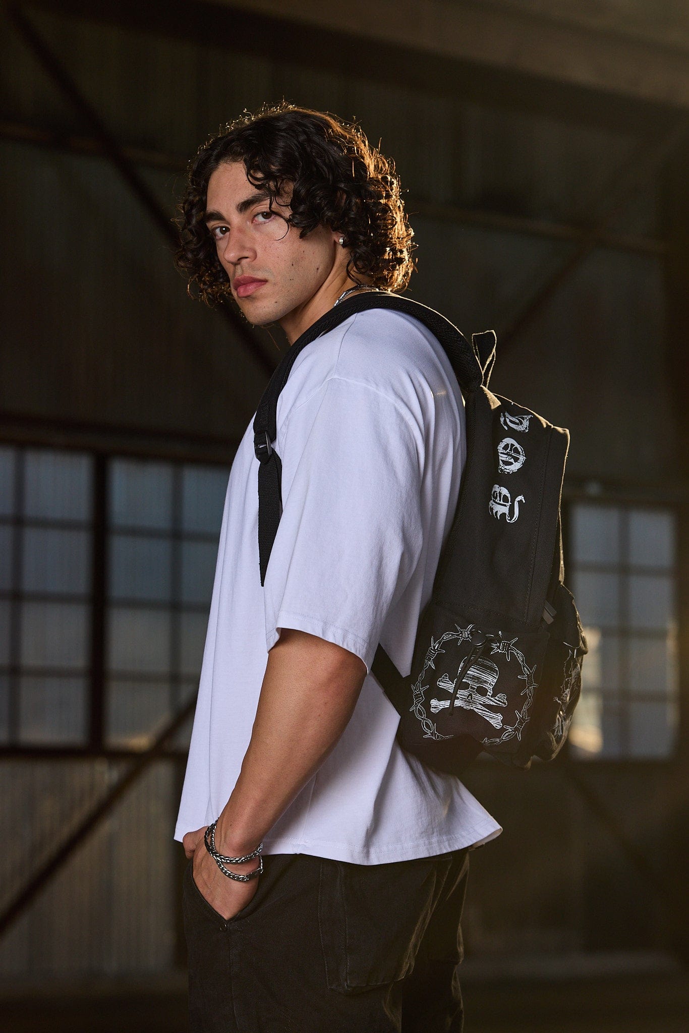 Interior view highlighting laptop sleeve in canvas backpack