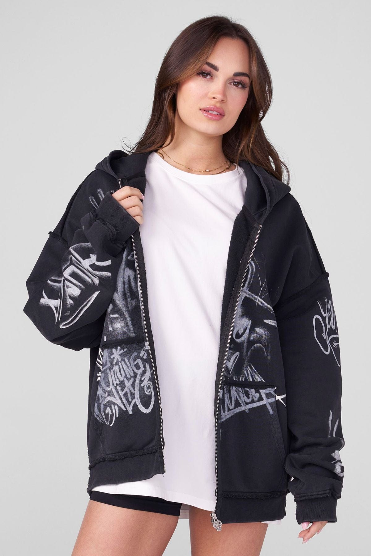 Close-up of hoodie sleeve detailing and soft fabric texture