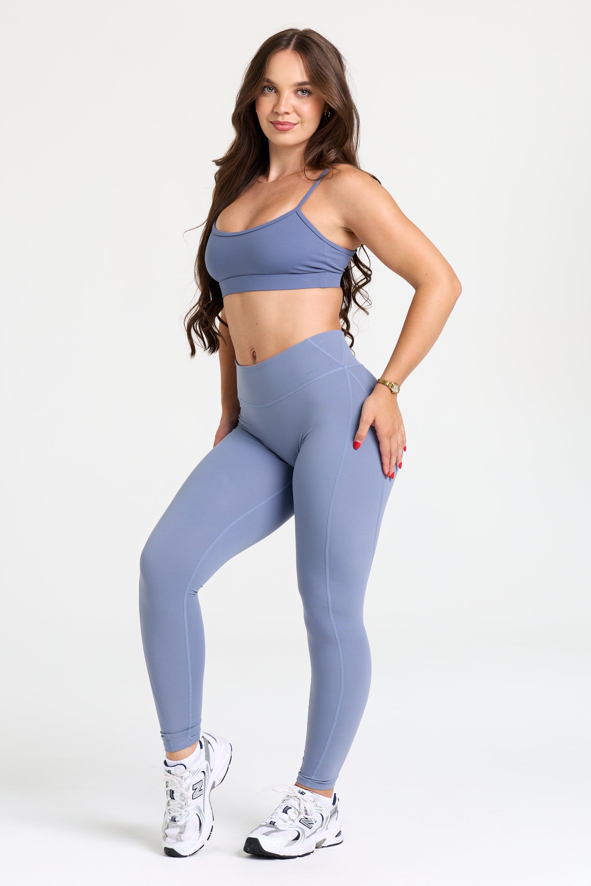 Back view of leggings highlighting flattering waistband design