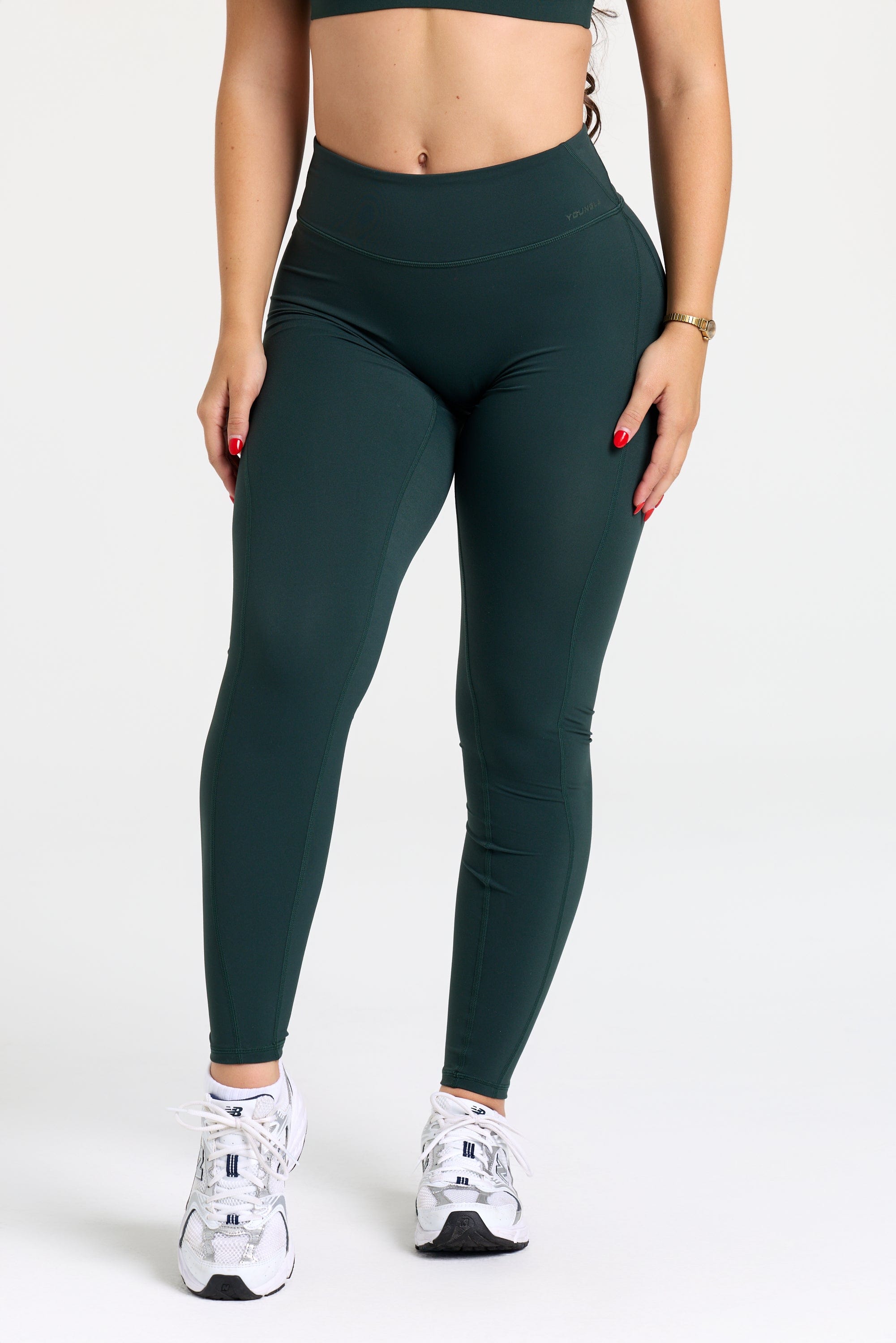 Close-up of S&S Activewear leggings fabric texture and seam detail