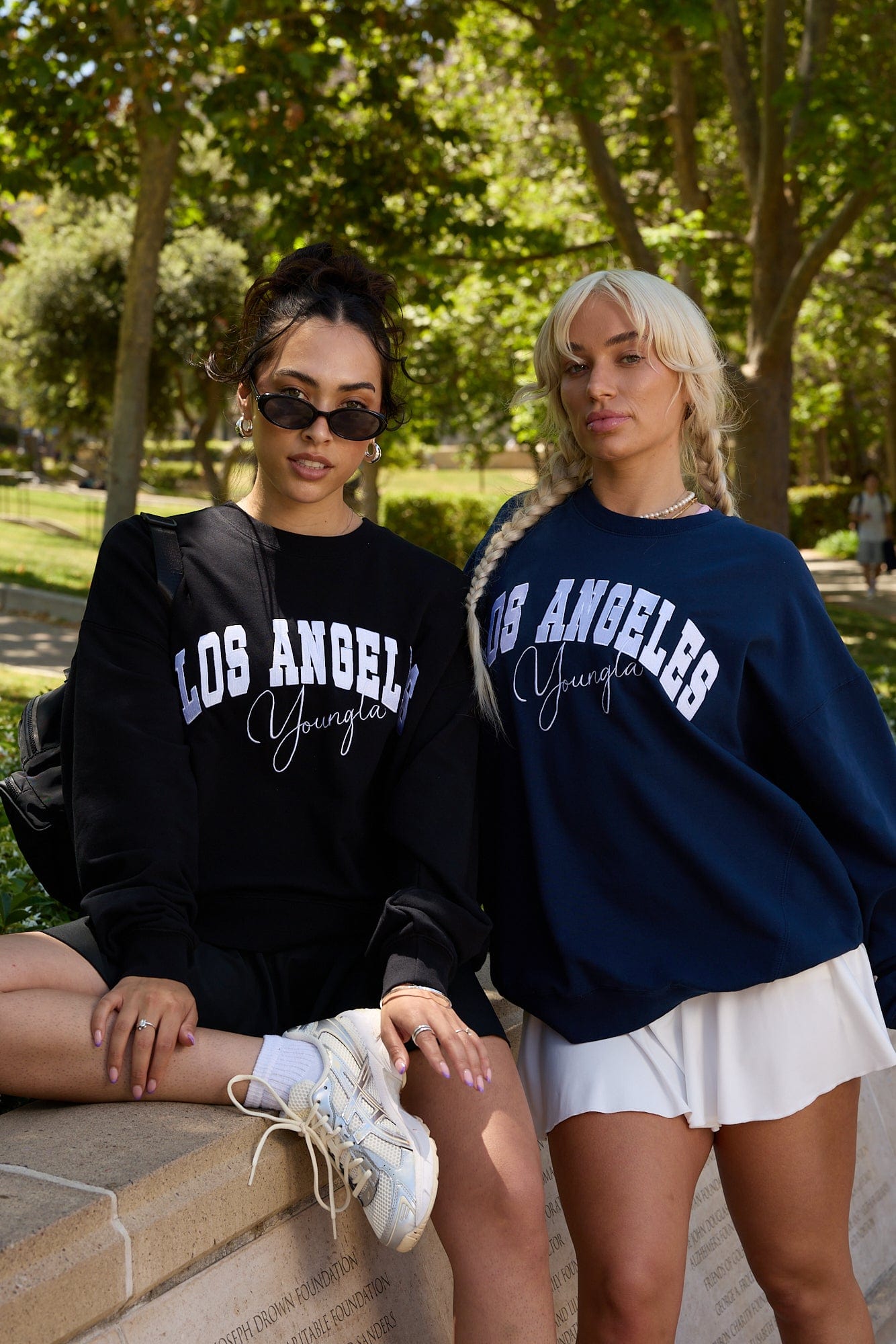 Oversized sweatshirt styled with jeans for a relaxed look