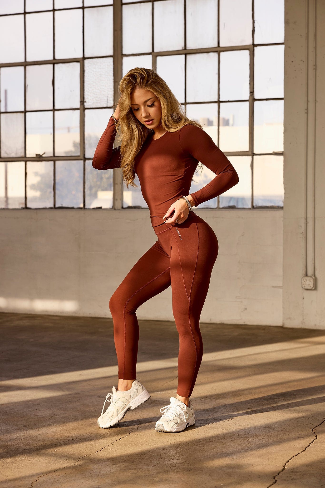 Close-up of Elevate Leggings, highlighting soft fabric texture.