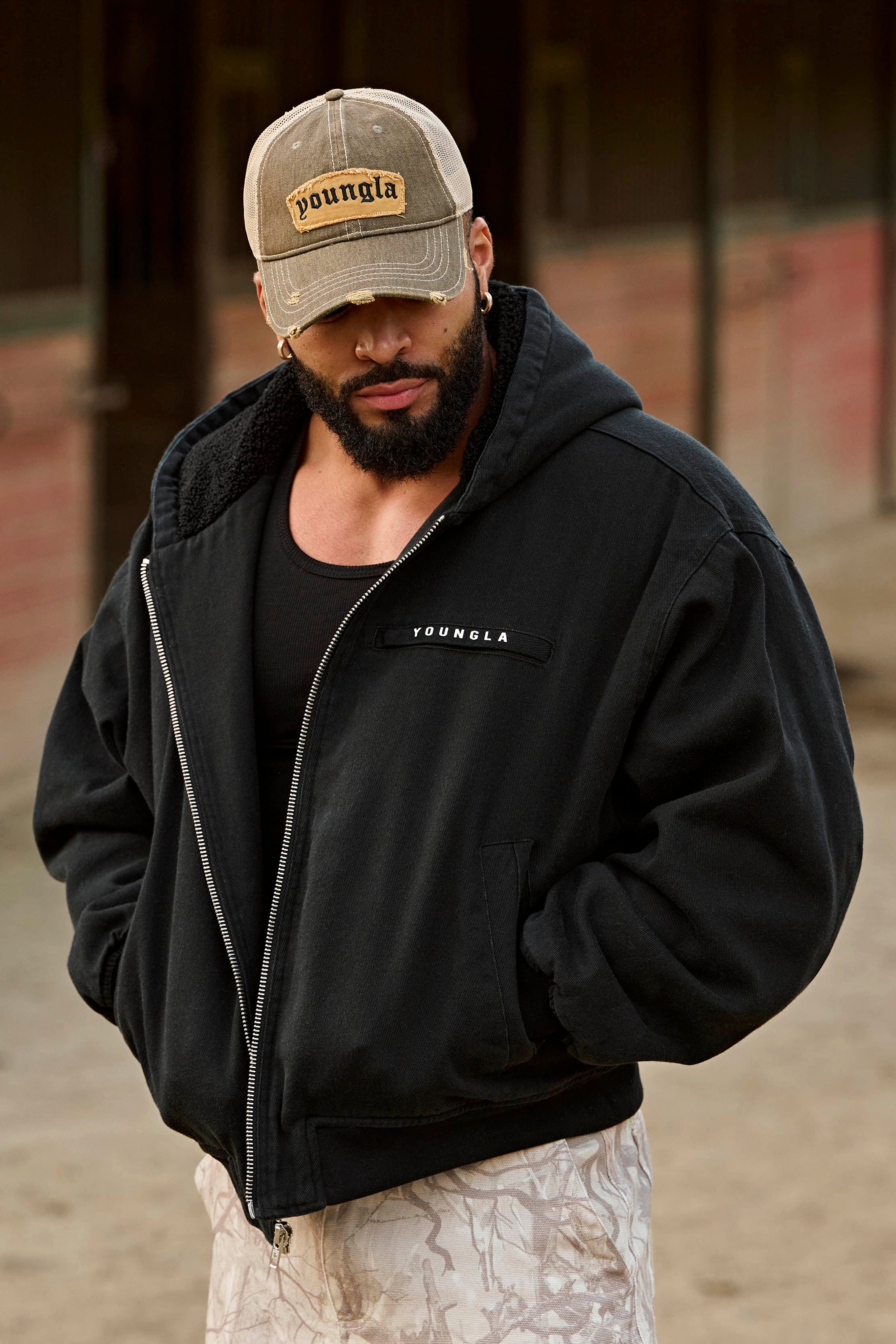 Back view of the snapback cap demonstrating the adjustable closure.