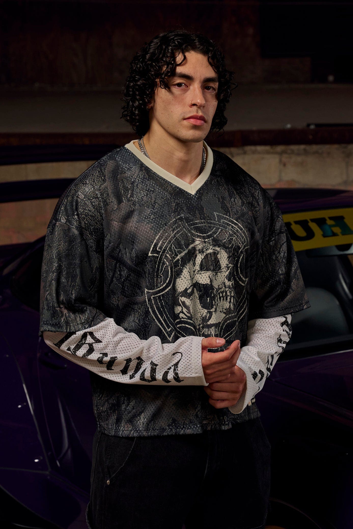 Back view of the jersey with the YoungLA logo, perfect for mens streetwear.