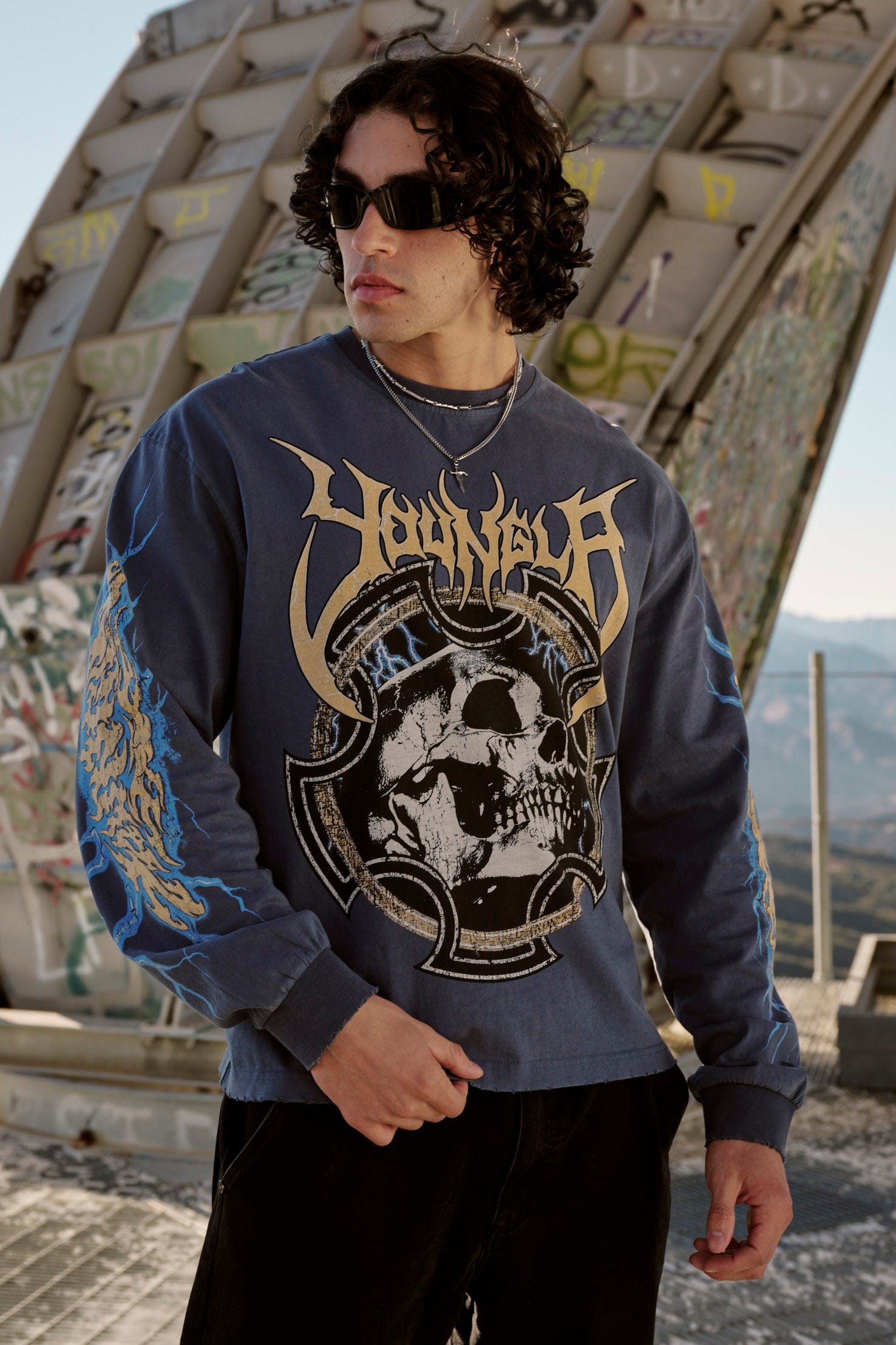Close-up of Outcast long sleeve shirt sleeve detailing