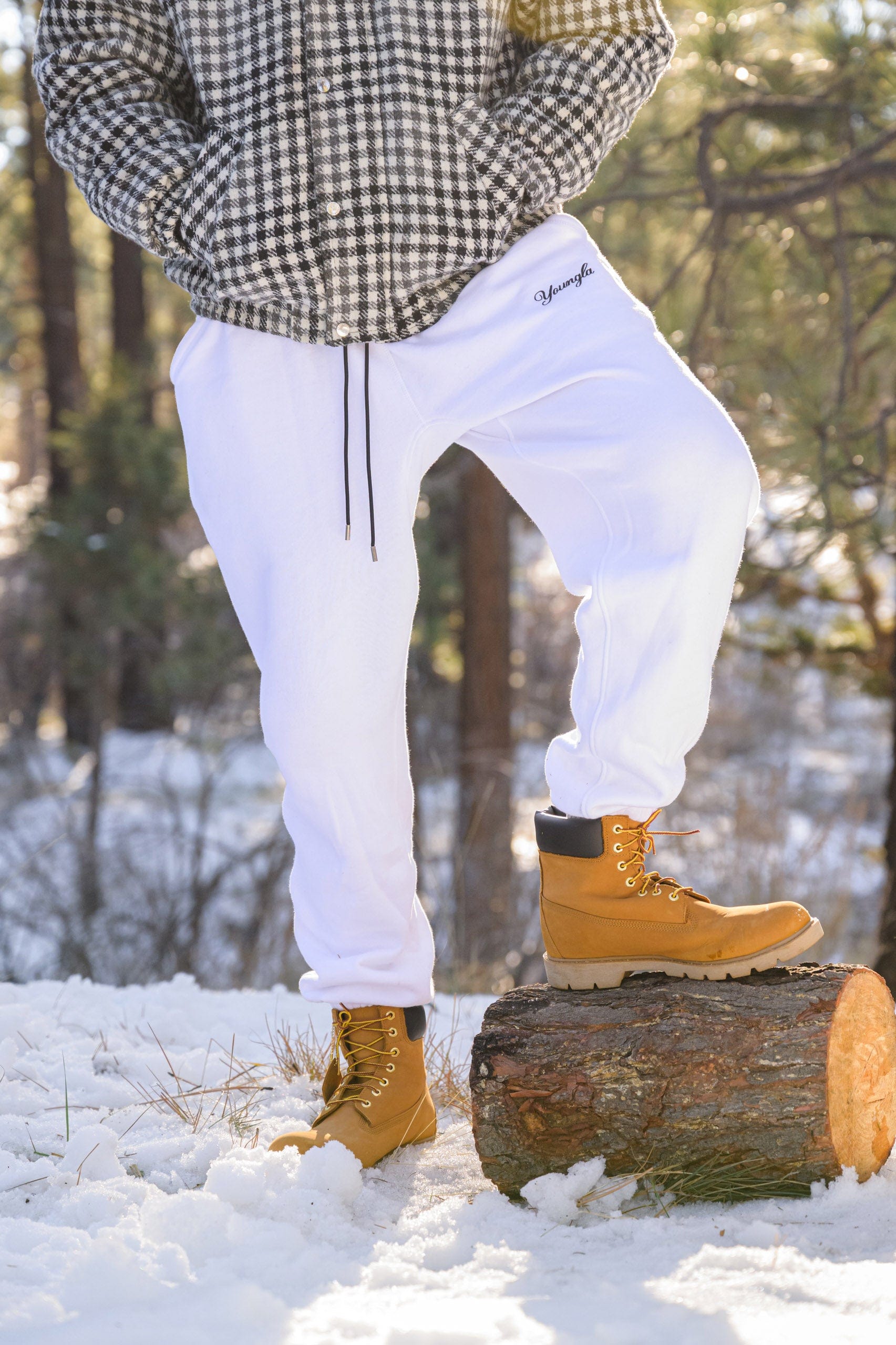Back view highlighting elastic waistband and embroidered logo