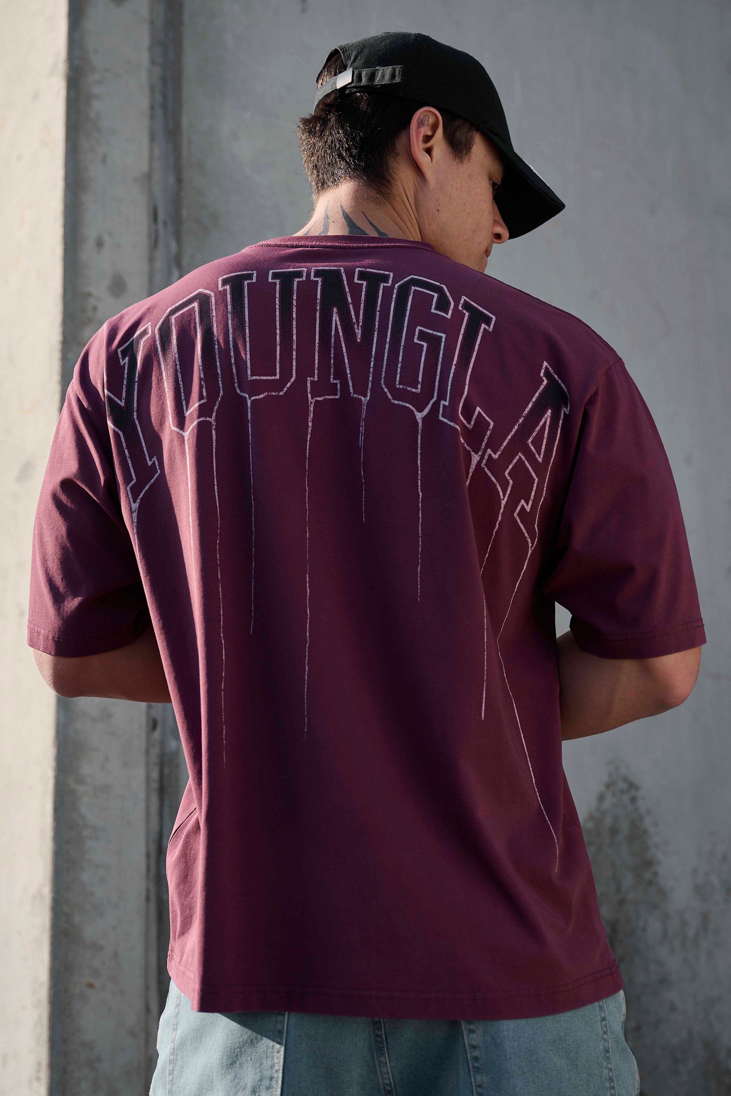 Back detail of Drip Collection cotton t-shirt with logo