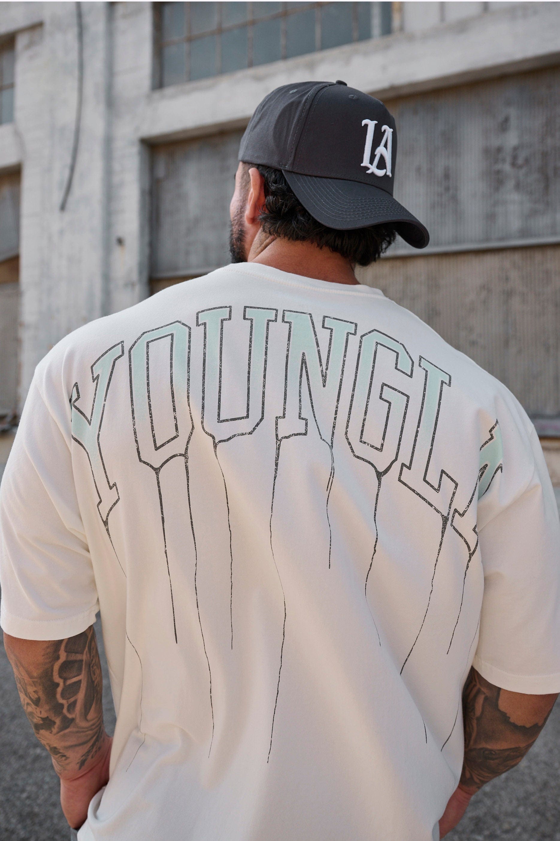 Back detail of Drip Collection cotton t-shirt with logo