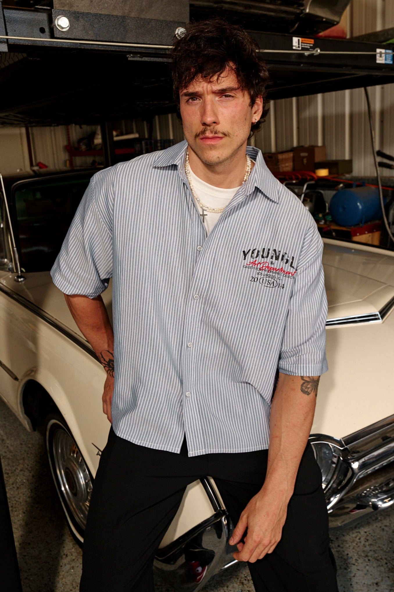 Front view of a classic workwear shirt in black, ideal for casual and professional settings.