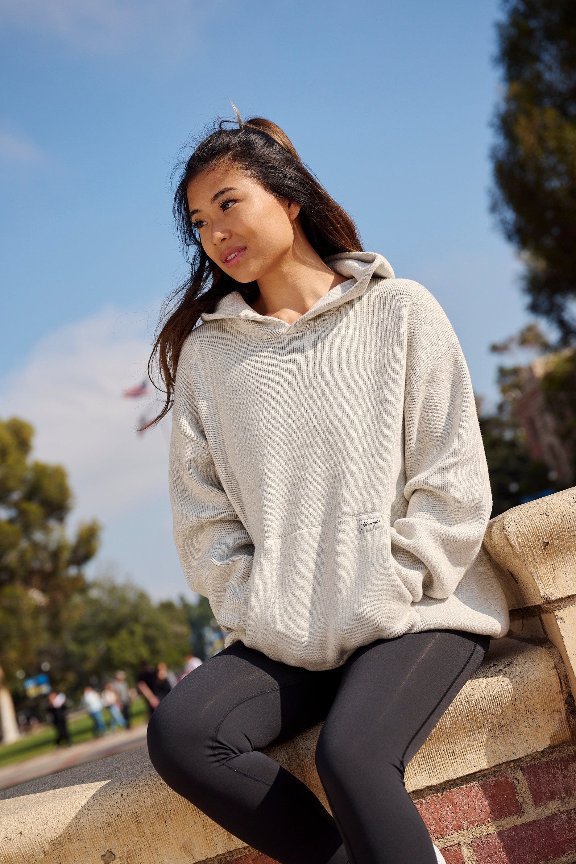 Side angle of Bella Luxe casual hoodie, highlighting the stylish design.