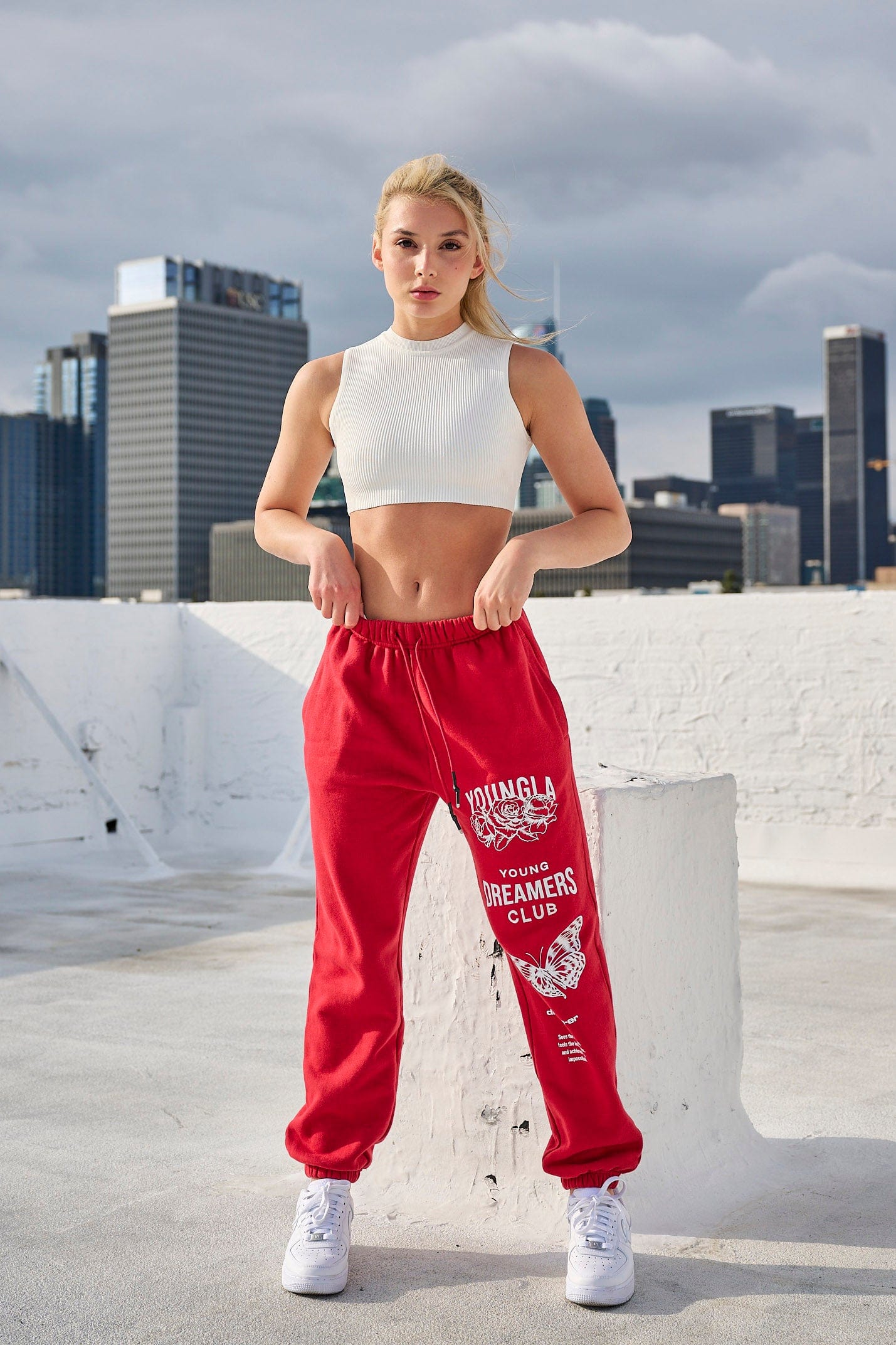 Side profile of relaxed fit sweatpants demonstrating comfort and style.