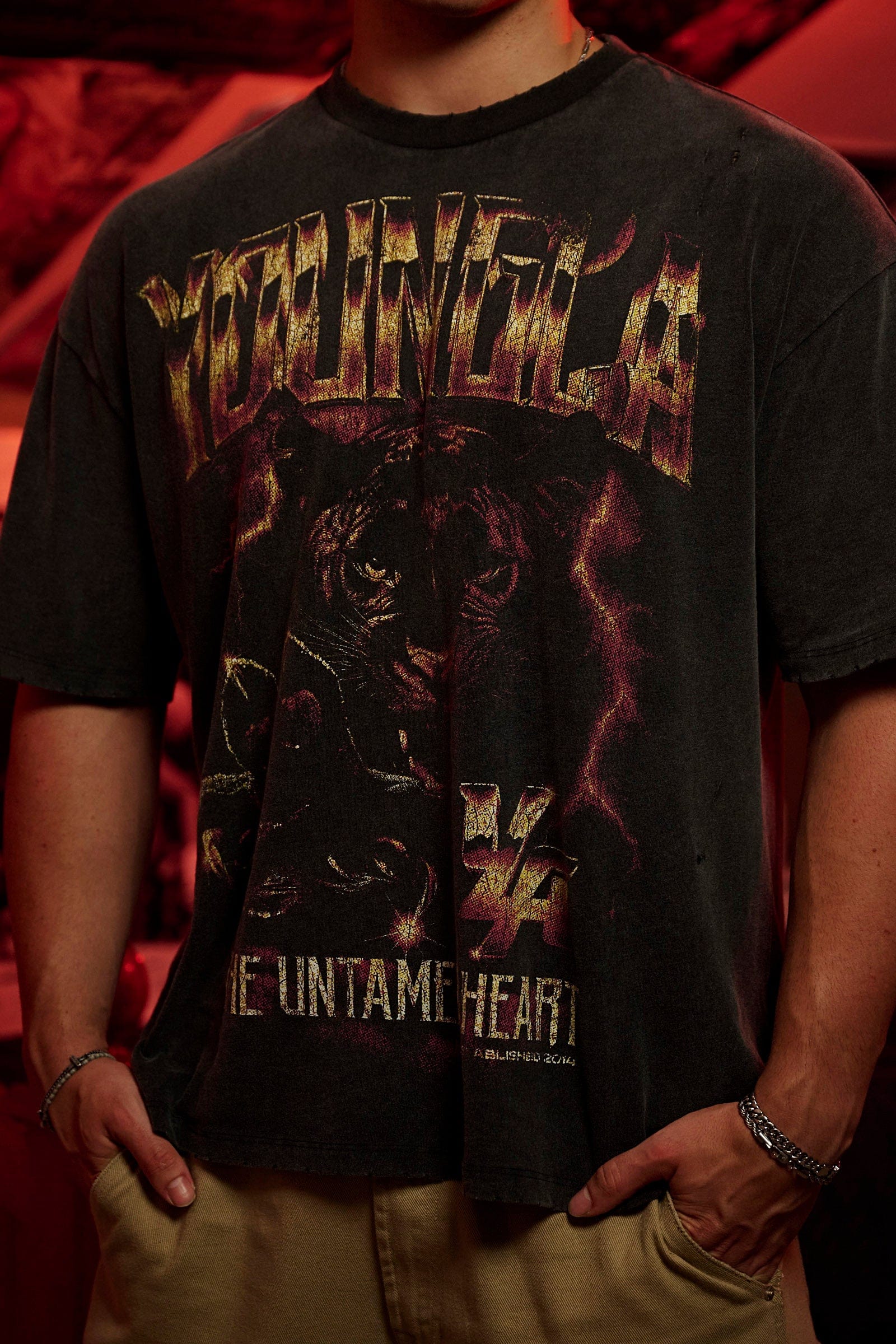Back view of vintage rock concert tee featuring bold tour-inspired design