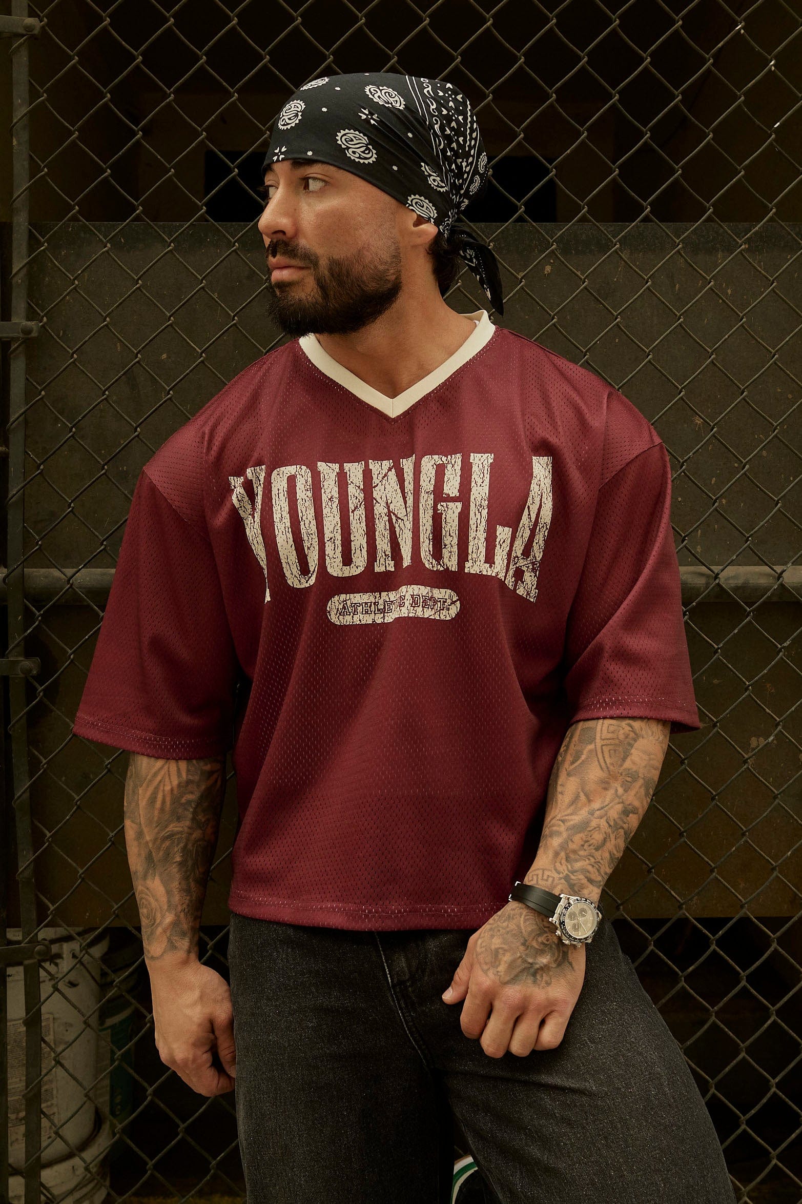 Model wearing a cropped jersey crop shirt during activewear session