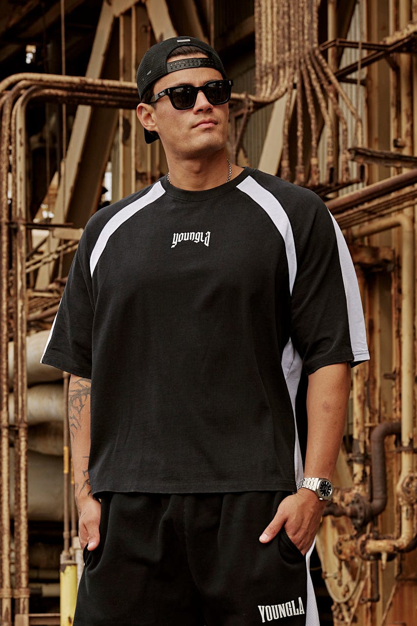 Front view of the Stellar oversized cotton tee on a model.