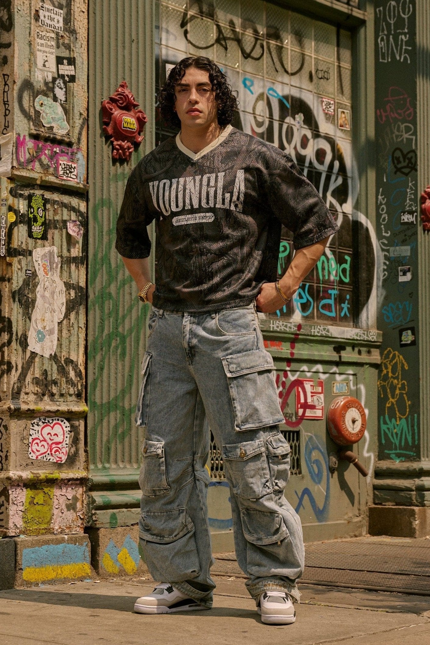Model wearing a cropped jersey crop shirt during activewear session