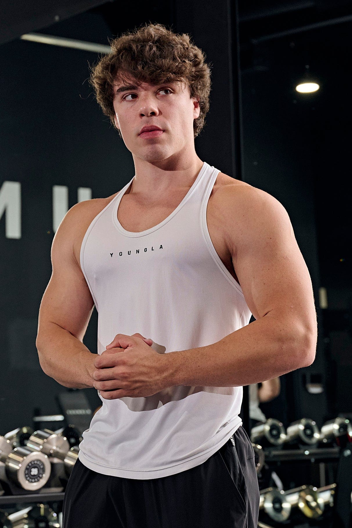 Female athlete wearing stringer version in gym setting