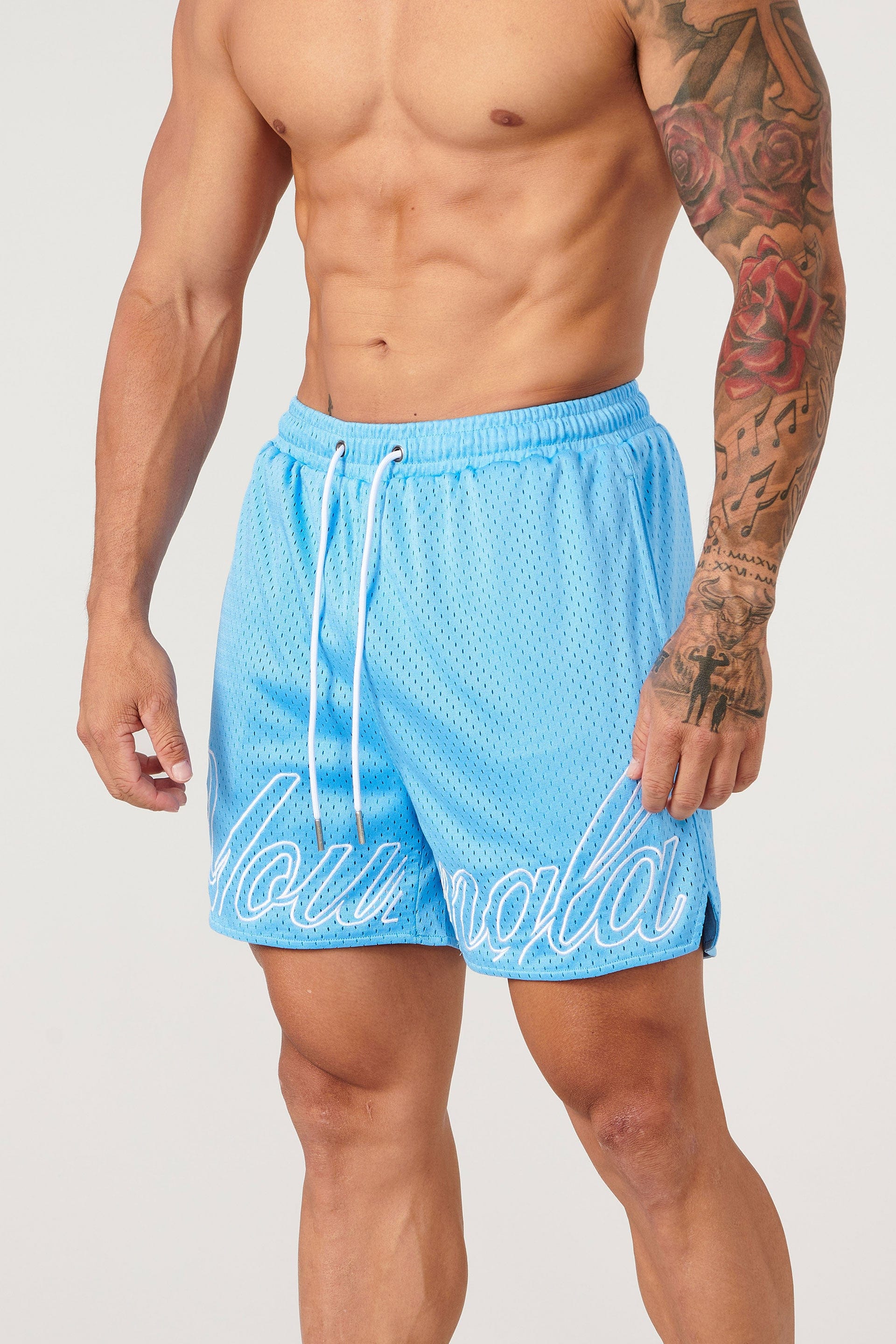 Model wearing YoungLA shorts during a workout