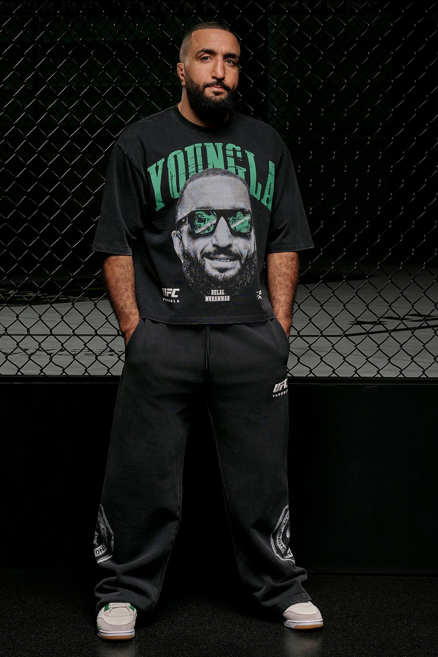 Back view of UFC shirts styled for Kansas City street fashion