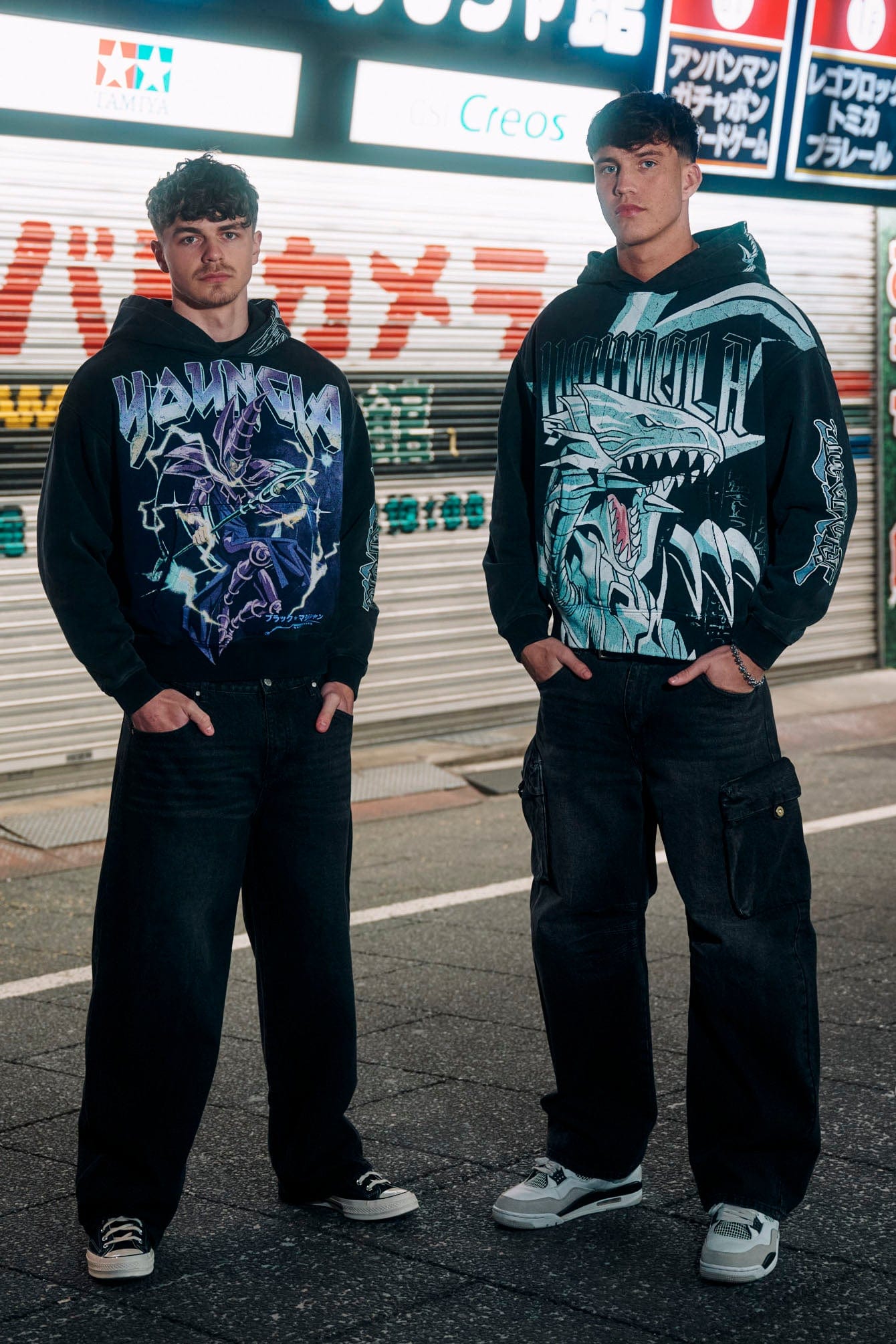 Front view of oversized Yu-Gi-Oh! hoodie with character print.