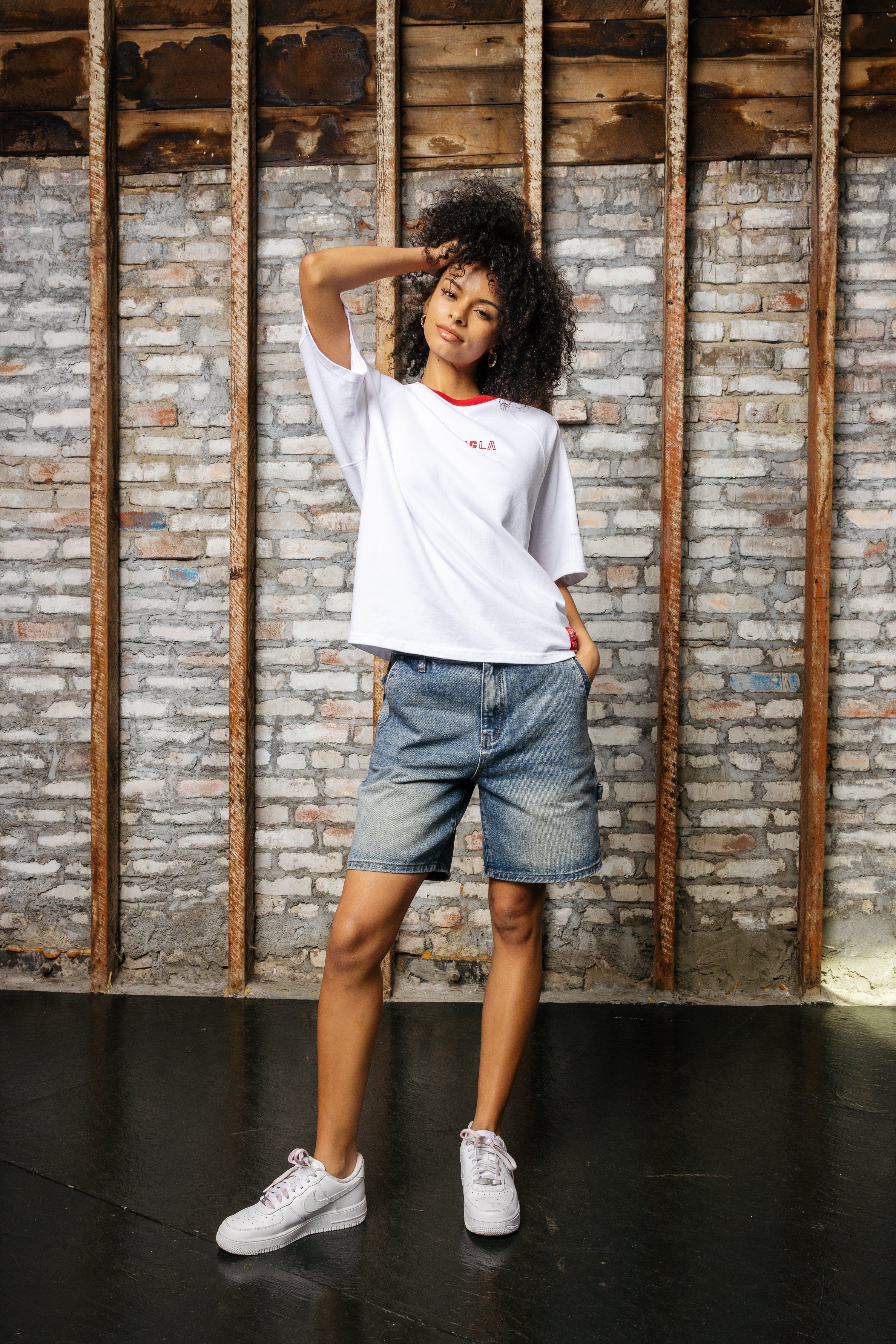 Close-up of the sporty tee’s textured cotton fabric