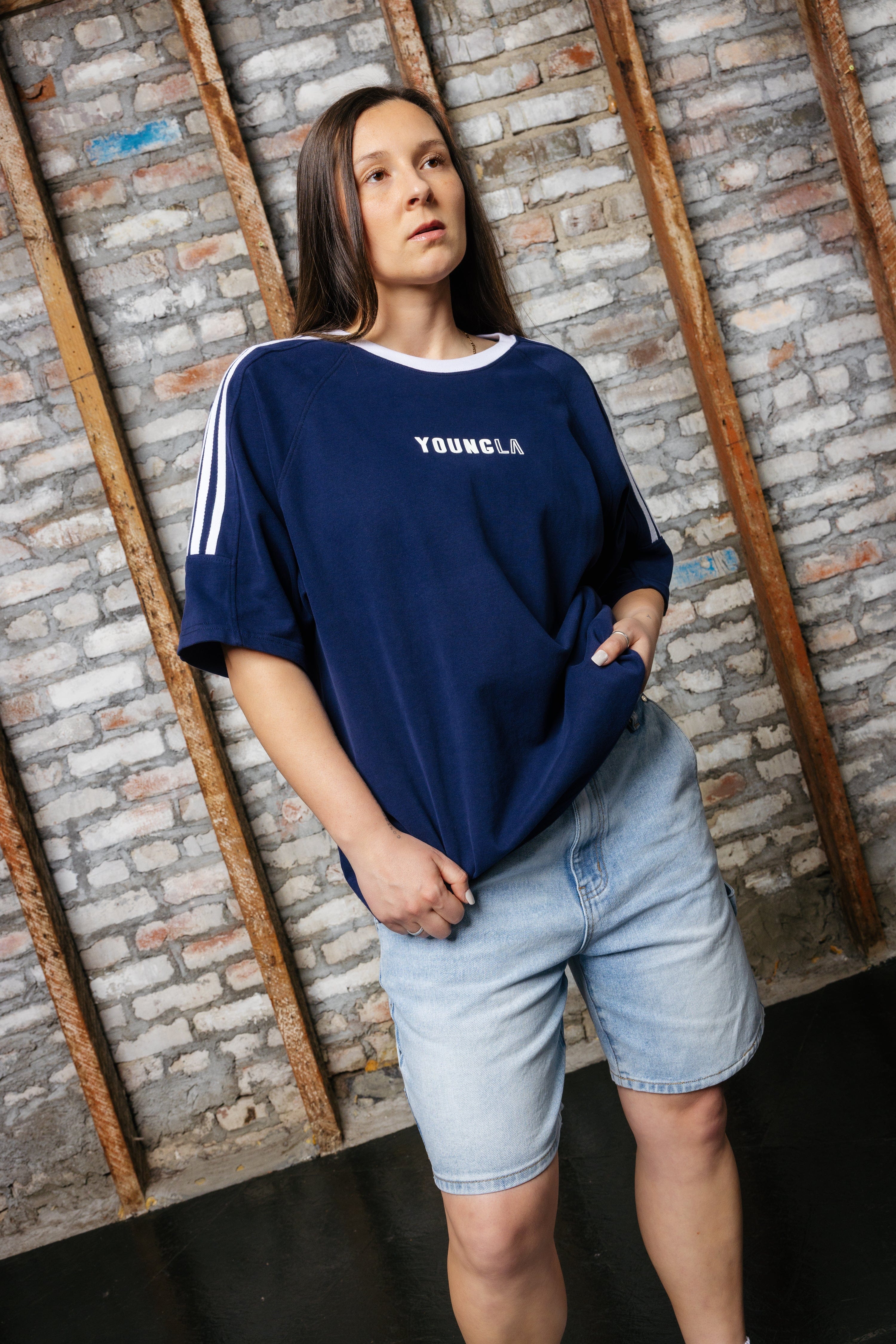 Back view of the oversized t-shirt’s relaxed fit