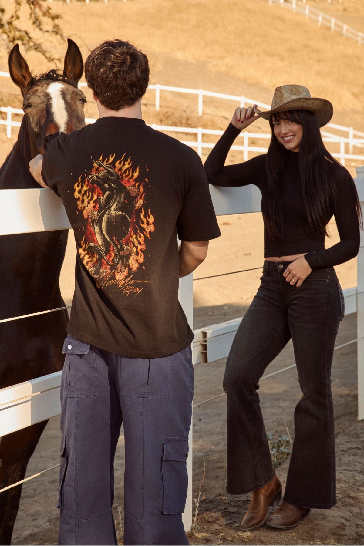 Back view showing bold bull print, symbolizing strength and power