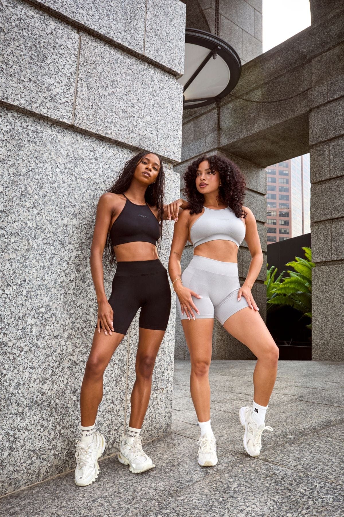 Model wearing the cross-back design for activewear and casual outings