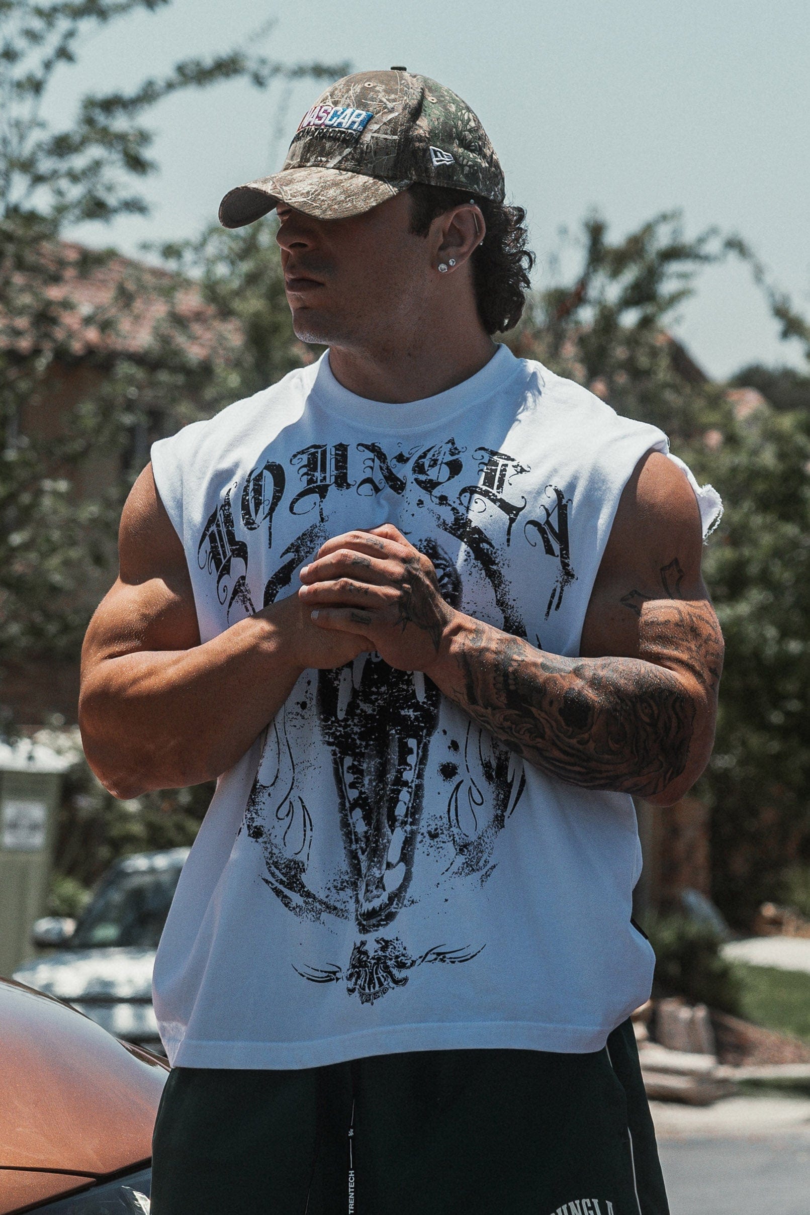 Model wearing XL Fury Tees in gym environment, recommended for Chicago training sessions