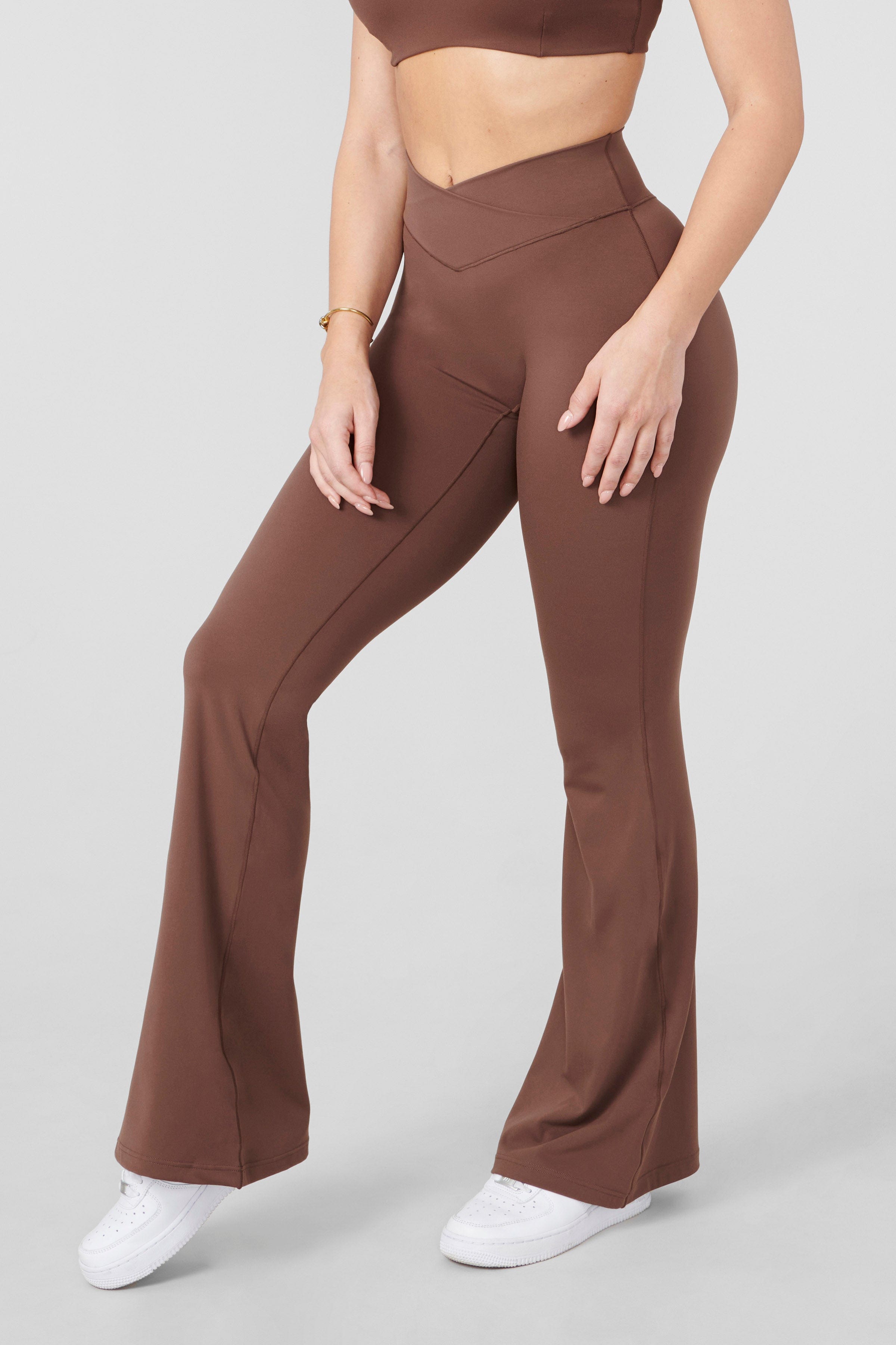 Front view of Vital Flare Leggings on a model, ideal for yoga.