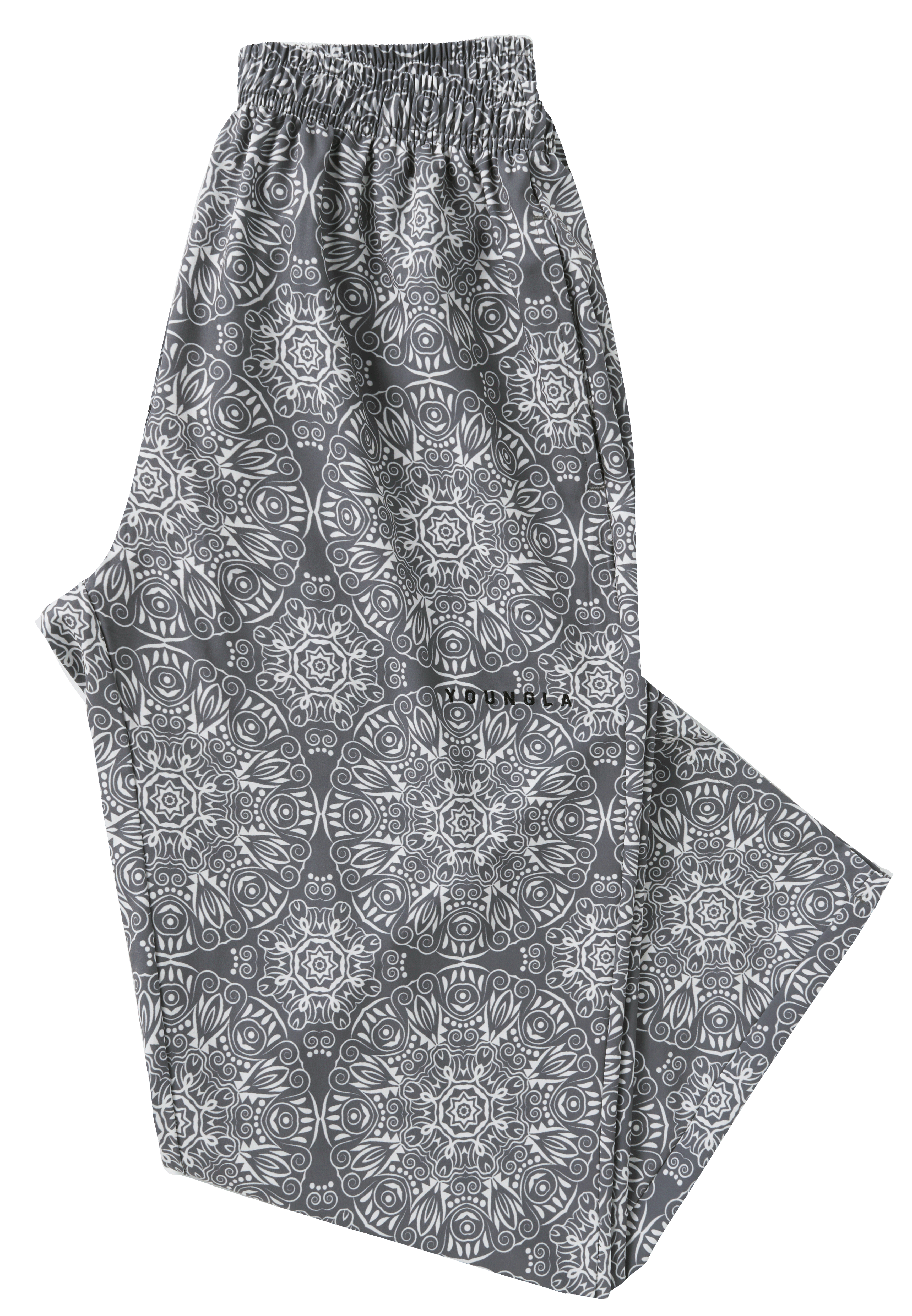 Front view of joggers styled with a crop top, worn in NYC streetwear fashion.