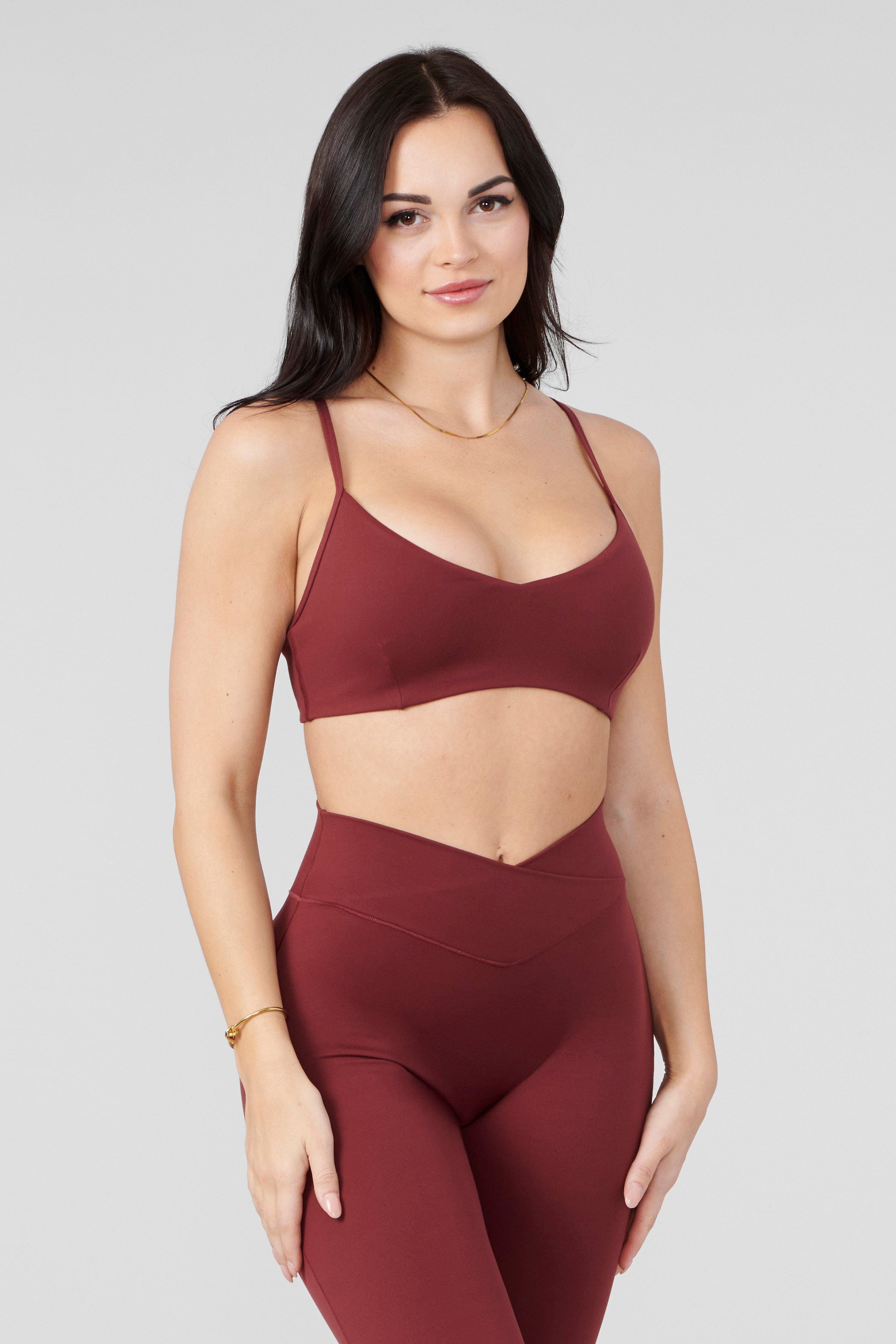 Close-up of the adjustable straps on the Vital Performance Sports Bra, highlighting comfort and support.