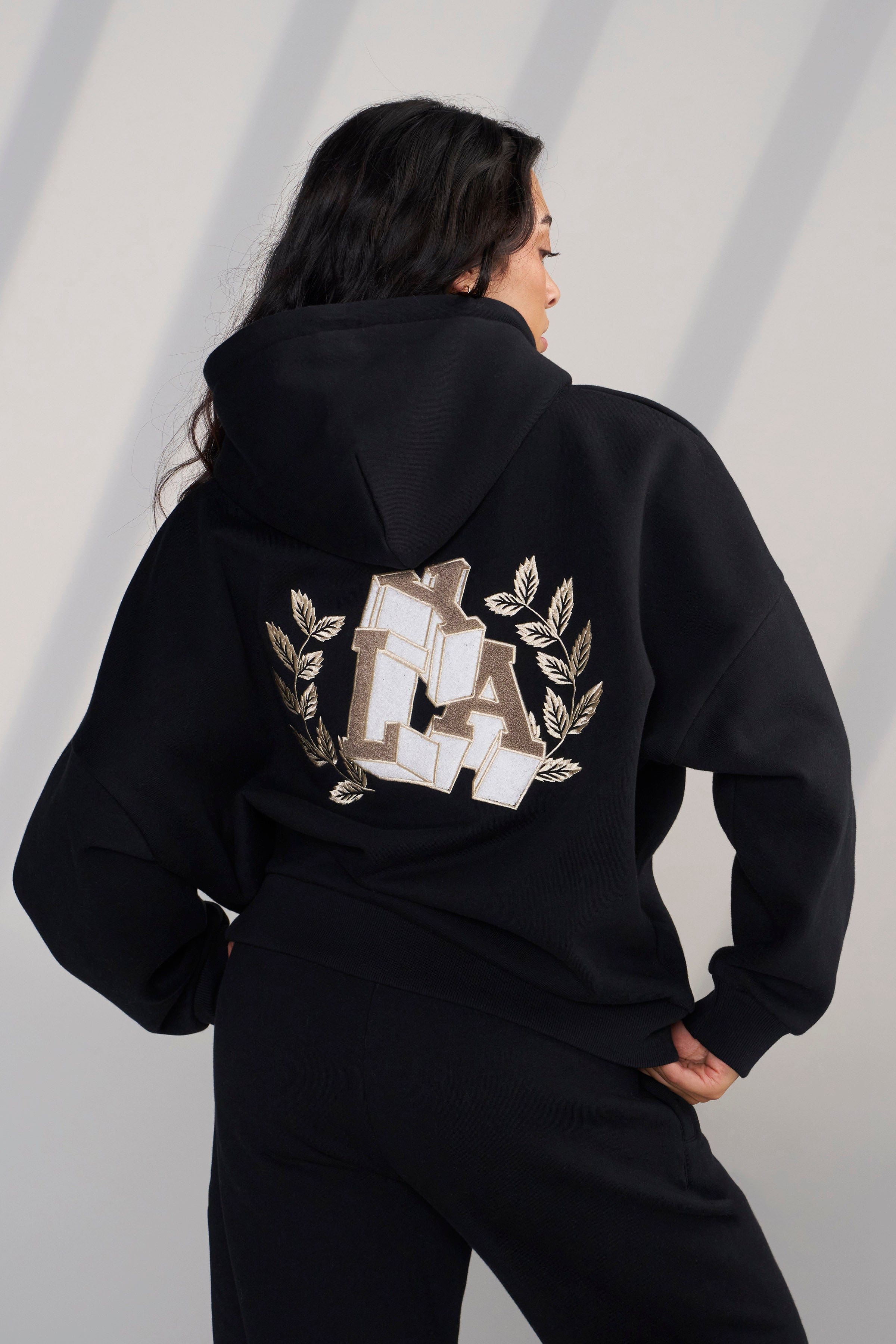Front view of the Cozy Chic Teddy Hoodie in a relaxed fit.