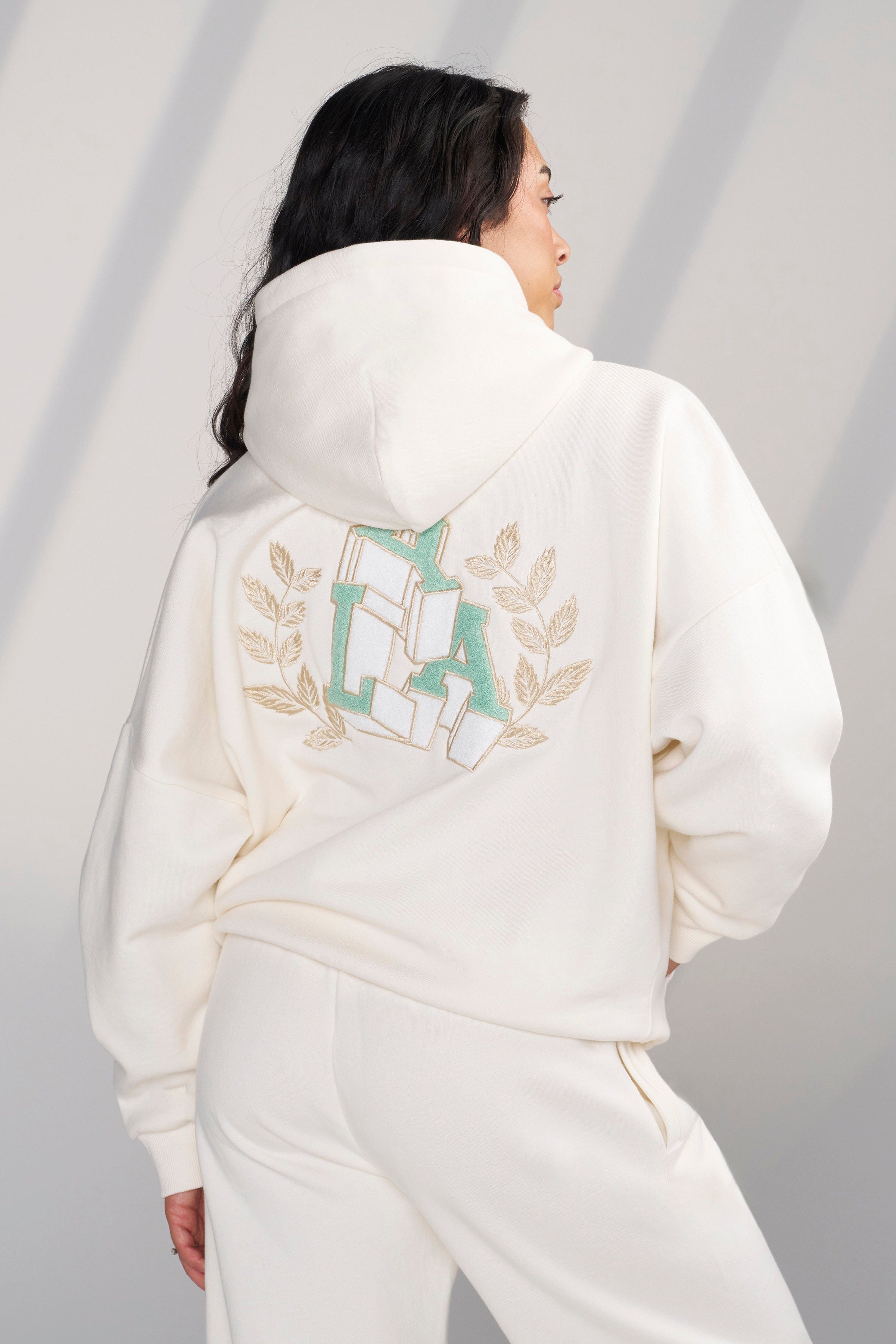 Front view of the Cozy Chic Teddy Hoodie in a relaxed fit.