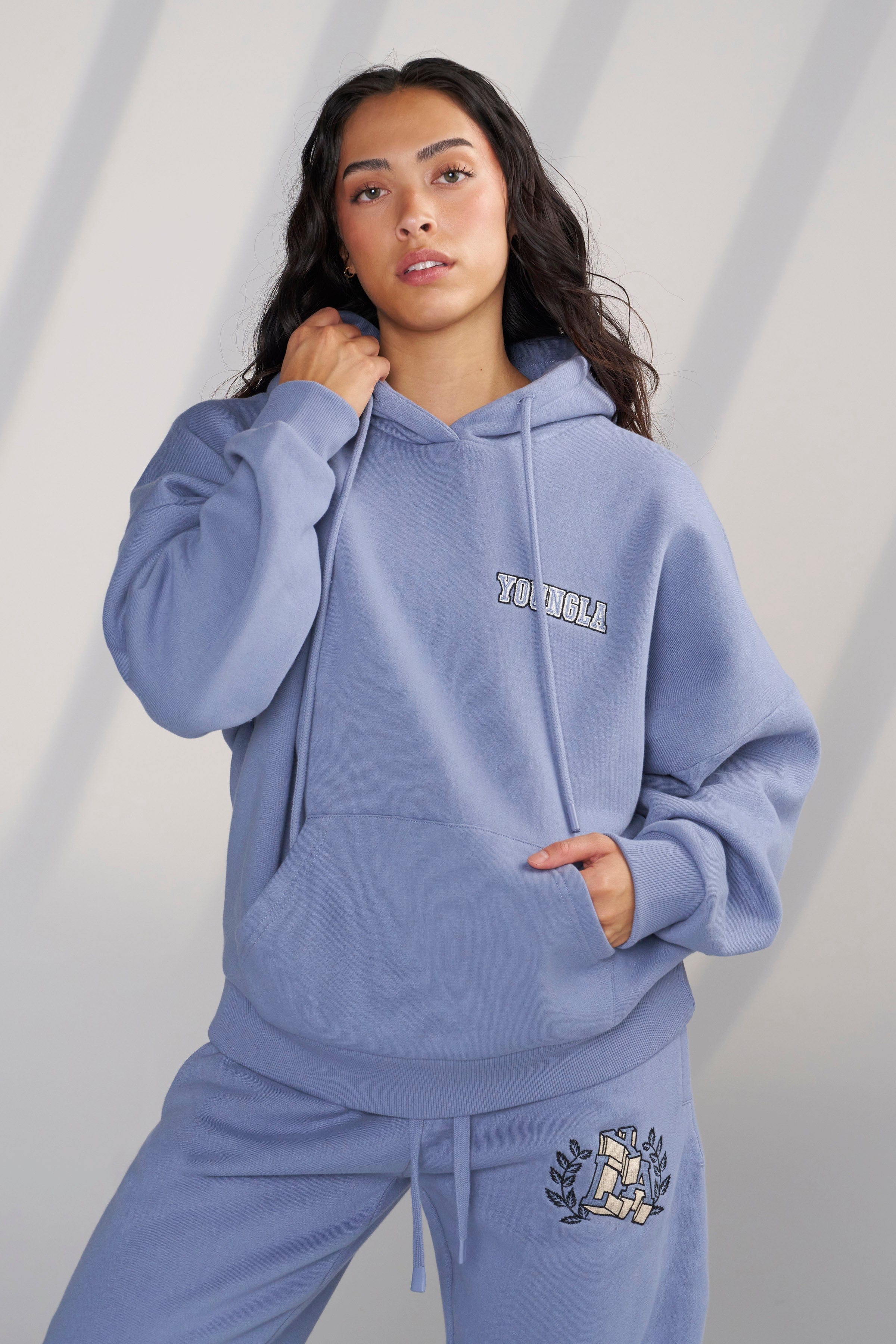 Front view of the Cozy Chic Teddy Hoodie in a relaxed fit.