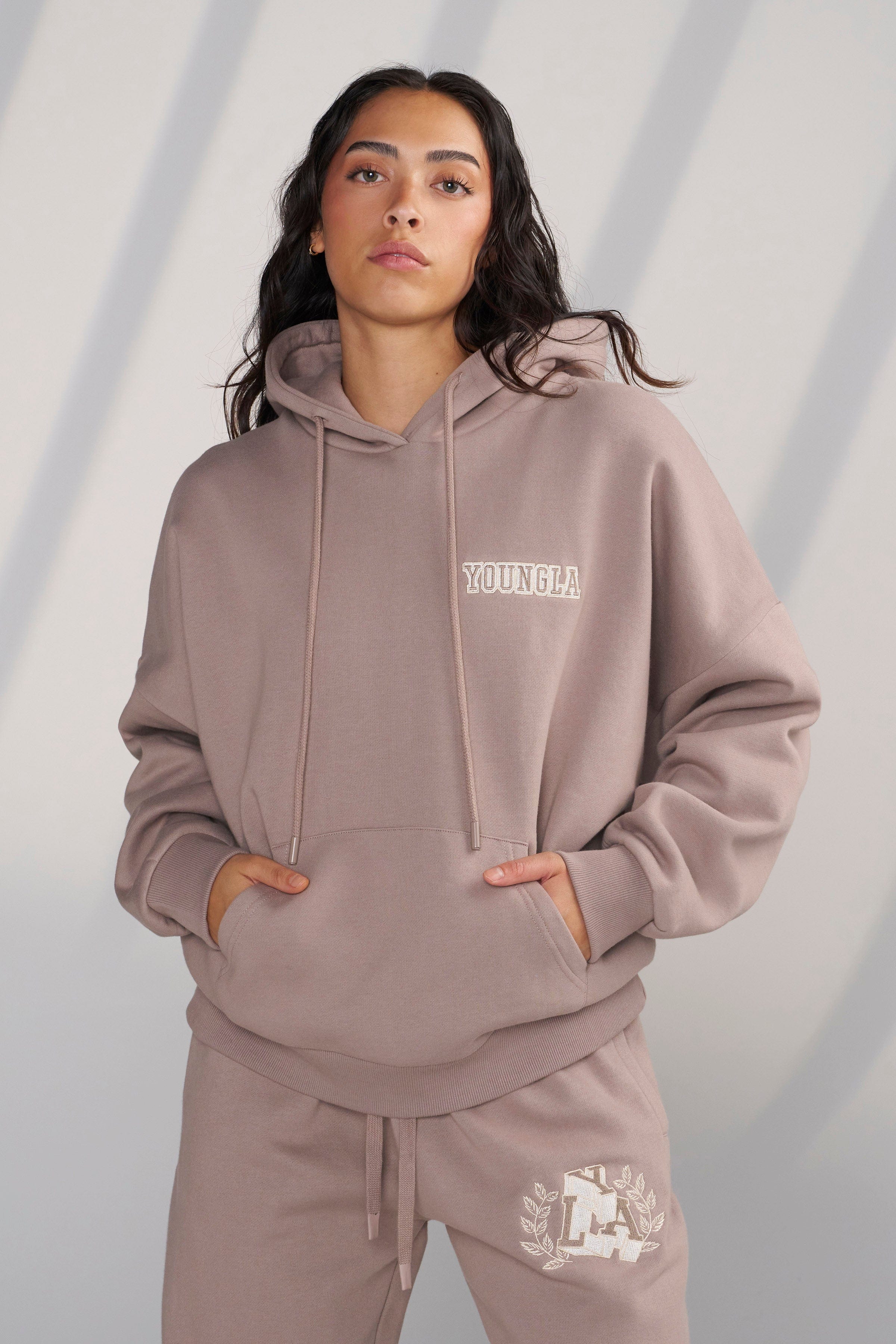 Front view of the Cozy Chic Teddy Hoodie in a relaxed fit.